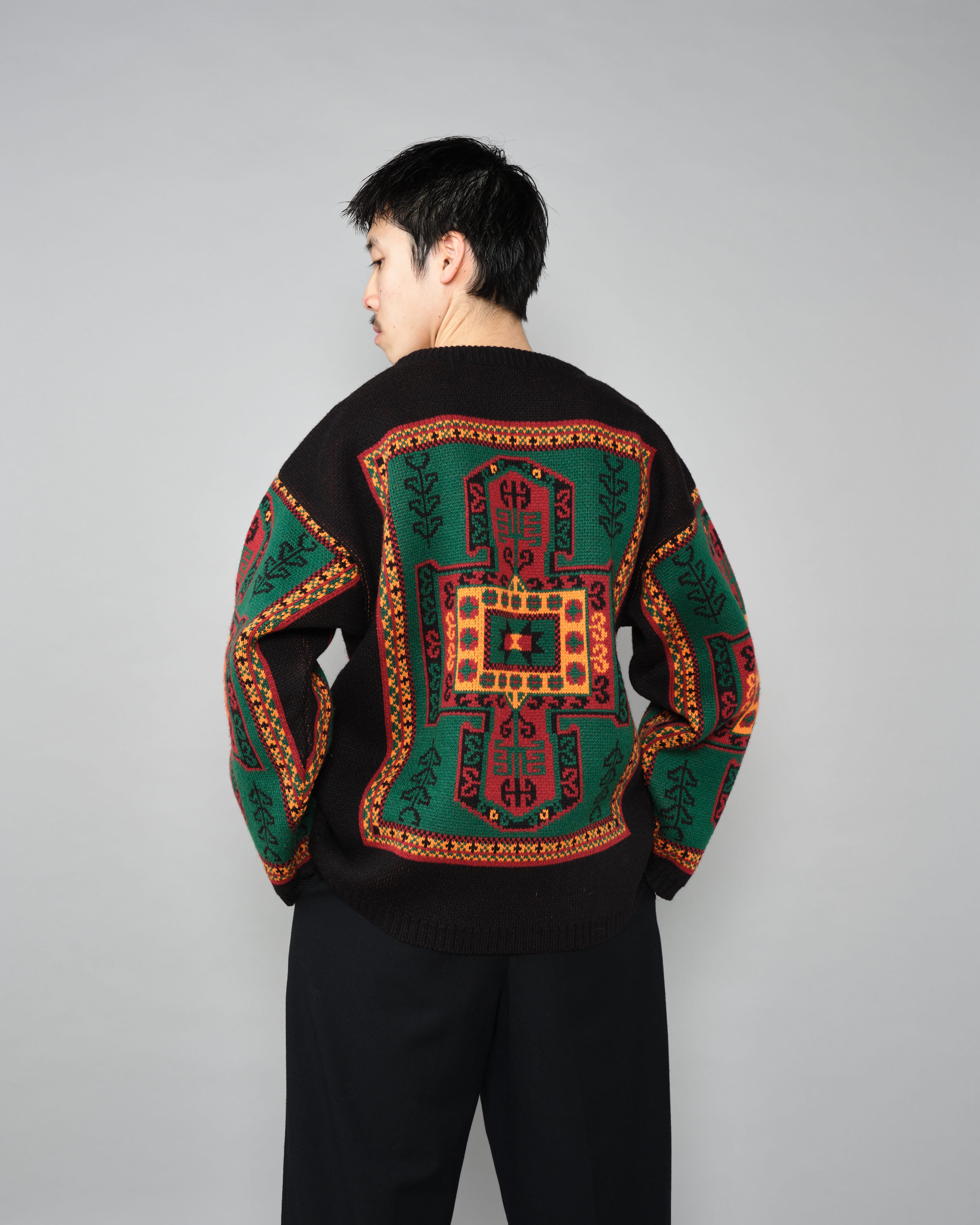 [~70's] French Vintage Wool Acrylic Patterned Sweater