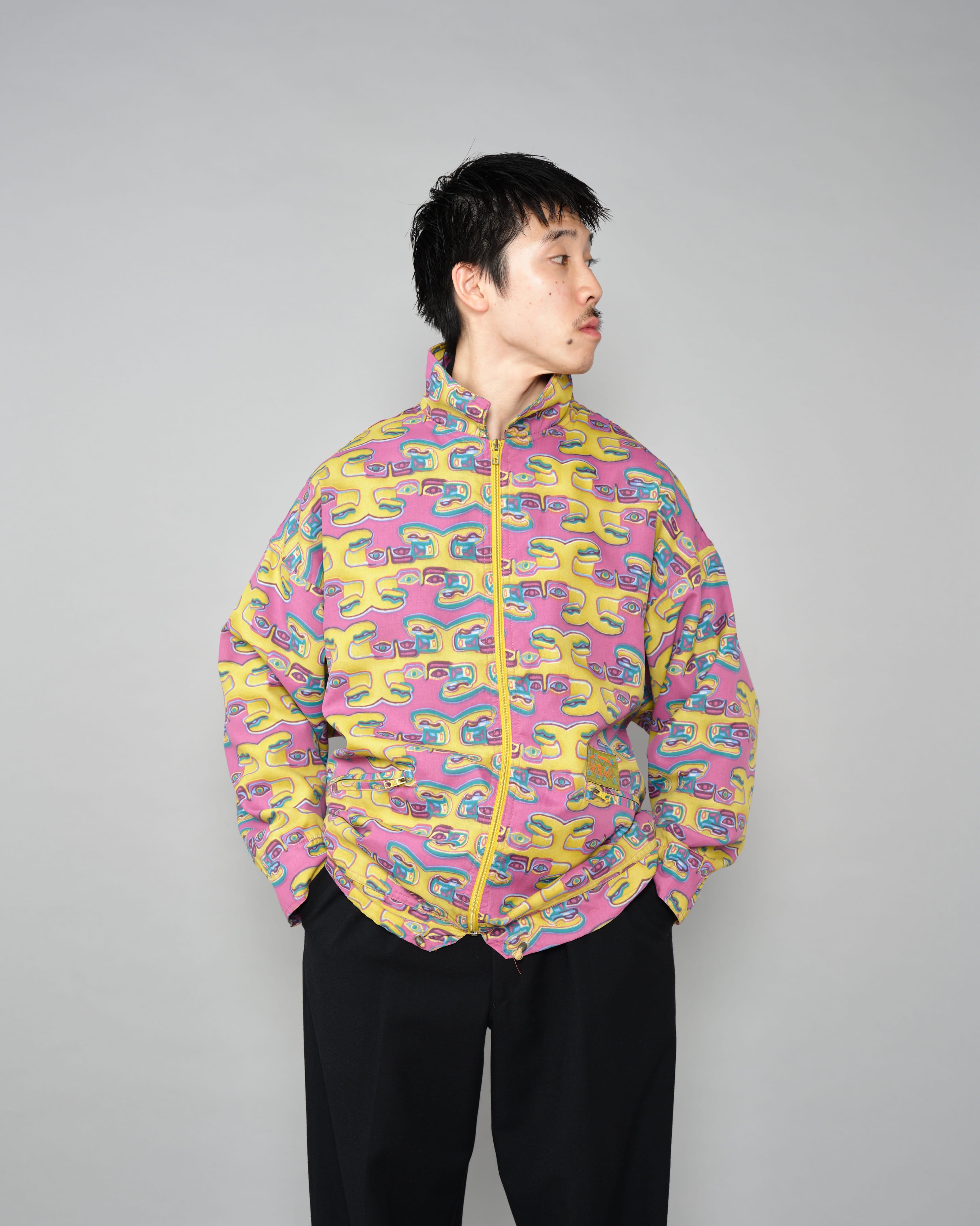 90's] Old OXBOW Polyamide Patterned Wind Coat Size.S