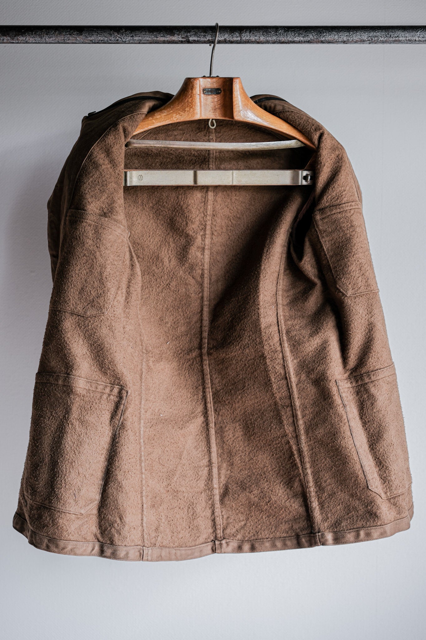 【~30's】French Vintage Brown Moleskin Work Jacket