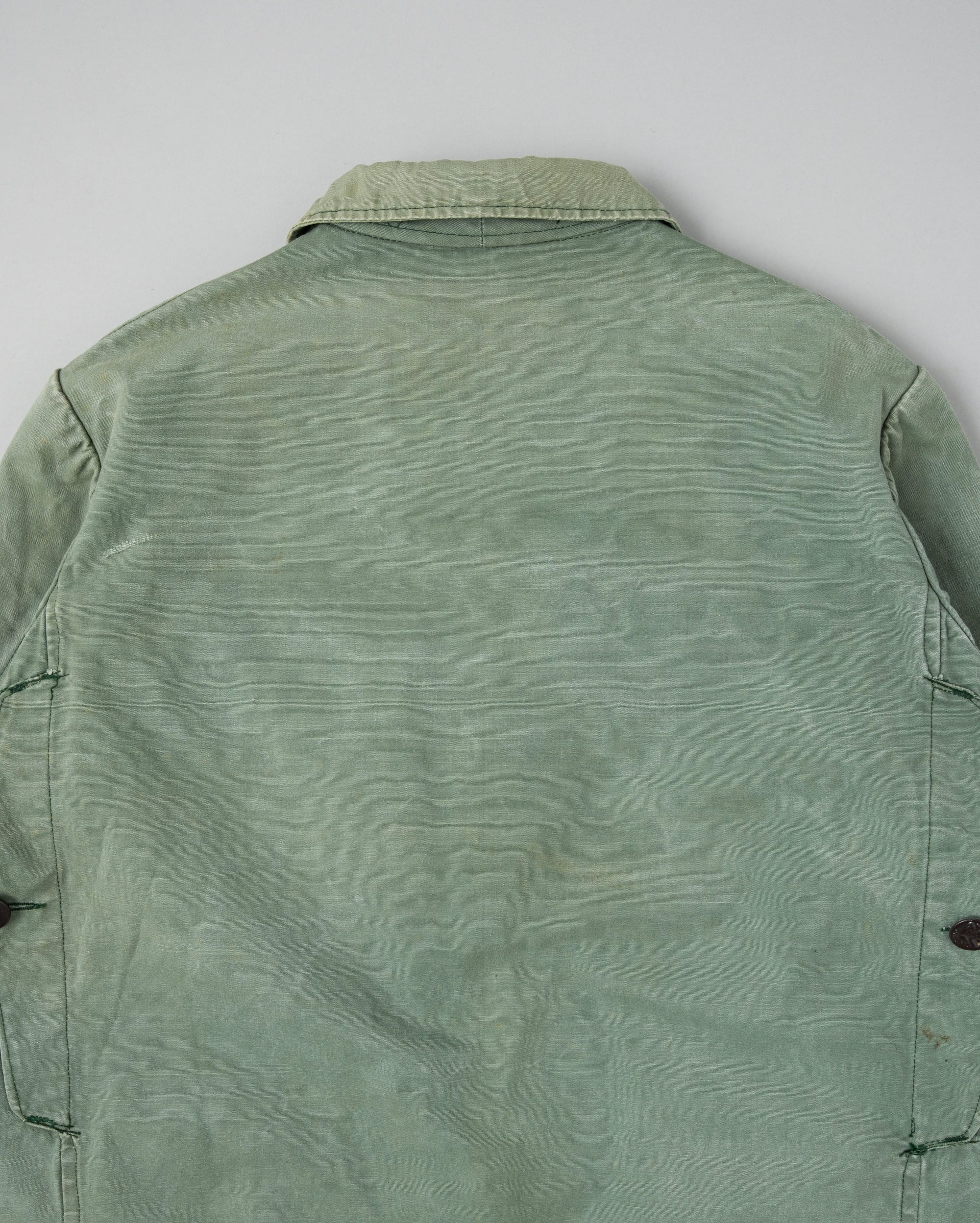 ［~50's］French Vintage Green Cotton Canvas Hunting Jacket With Chin Strap