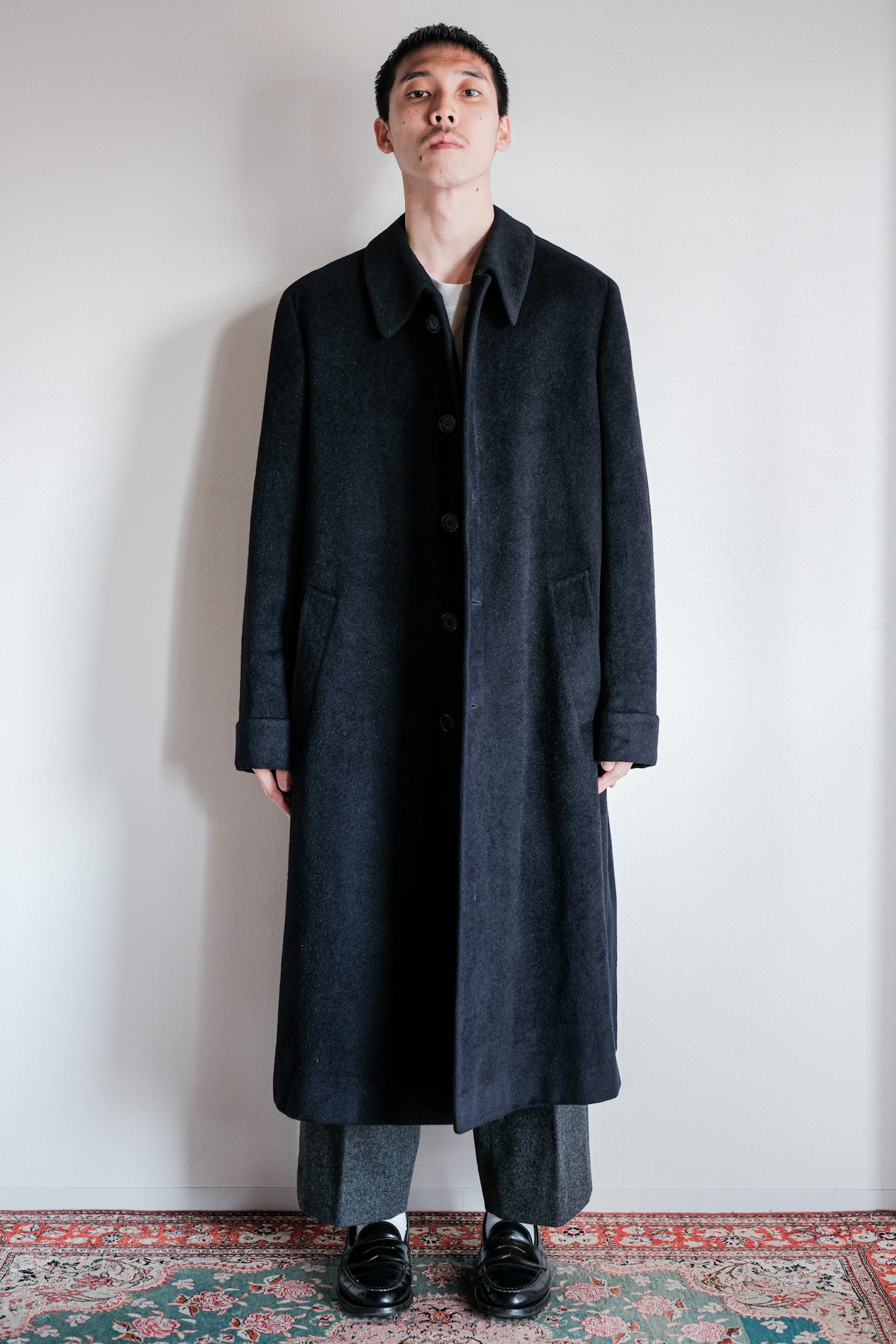 【~00's】Old ARNYS PARIS Saddle Shoulder Angora Balmacaan Coat Size.42