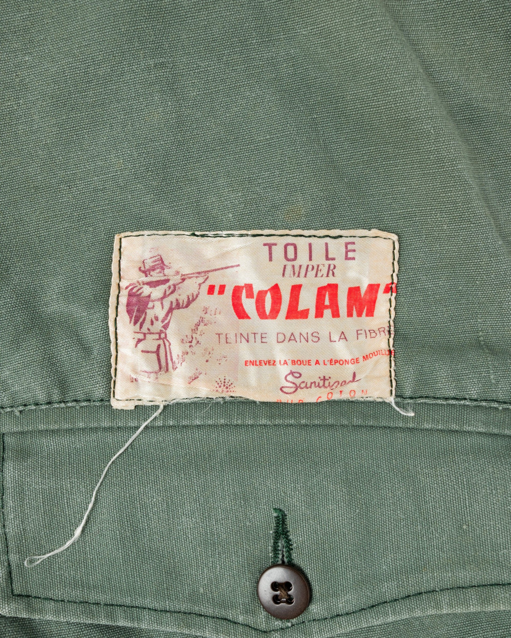 ［~50's］French Vintage Green Cotton Canvas Hunting Jacket With Chin Strap