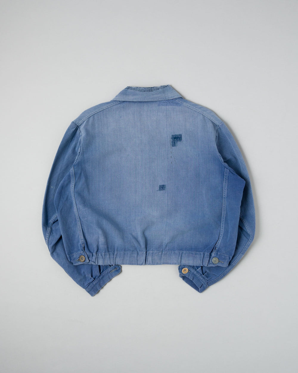 ［~40's］French Vintage Blue Metis Half Zip Pullover Work Short Jacket
