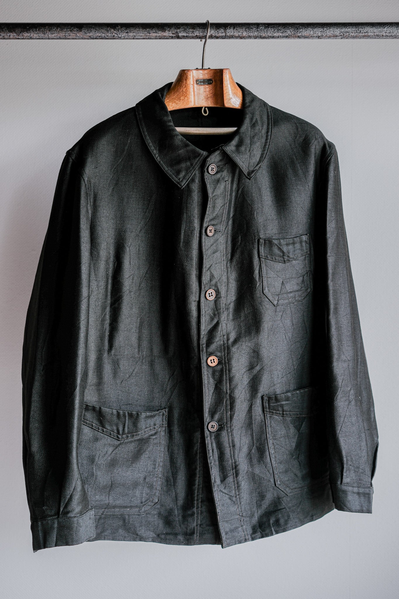 【~40's】French Vintage Black Light Moleskin Work Jacket