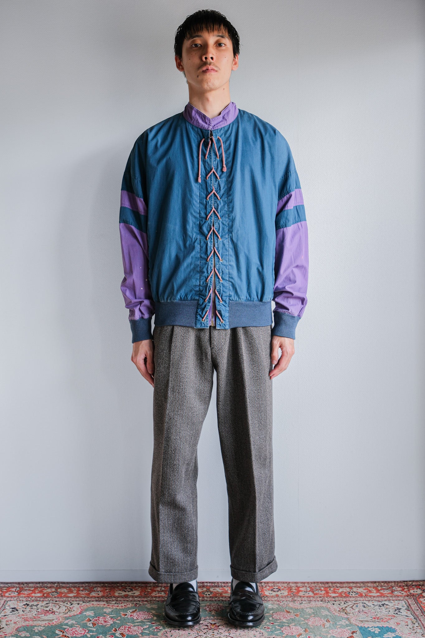 ［~80's］Old GIORGIO ARMANI 2 Tone Zip Up Cotton Blouson