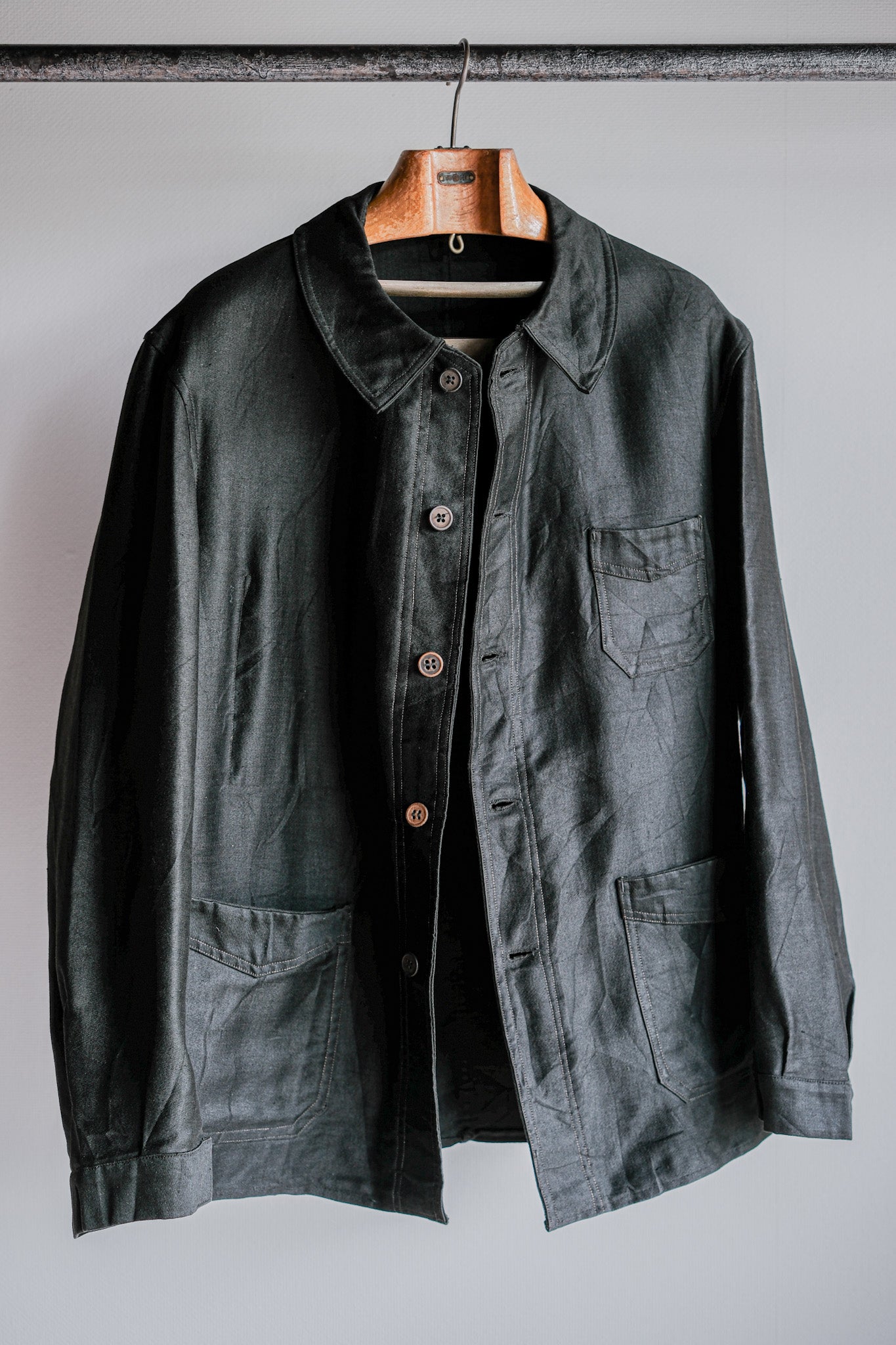 【~40's】French Vintage Black Light Moleskin Work Jacket