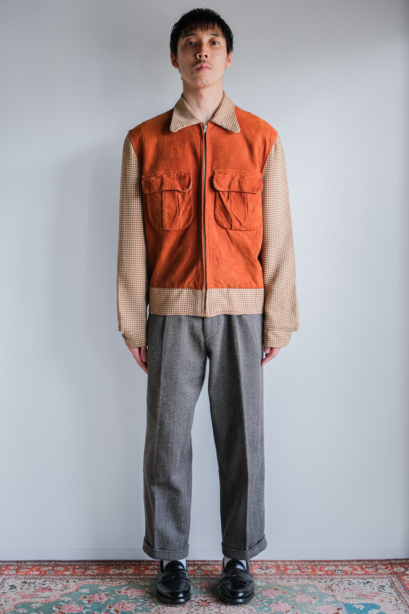 ［~50's］American Vintage 2 Tone Houndstooth Rayon Jacket