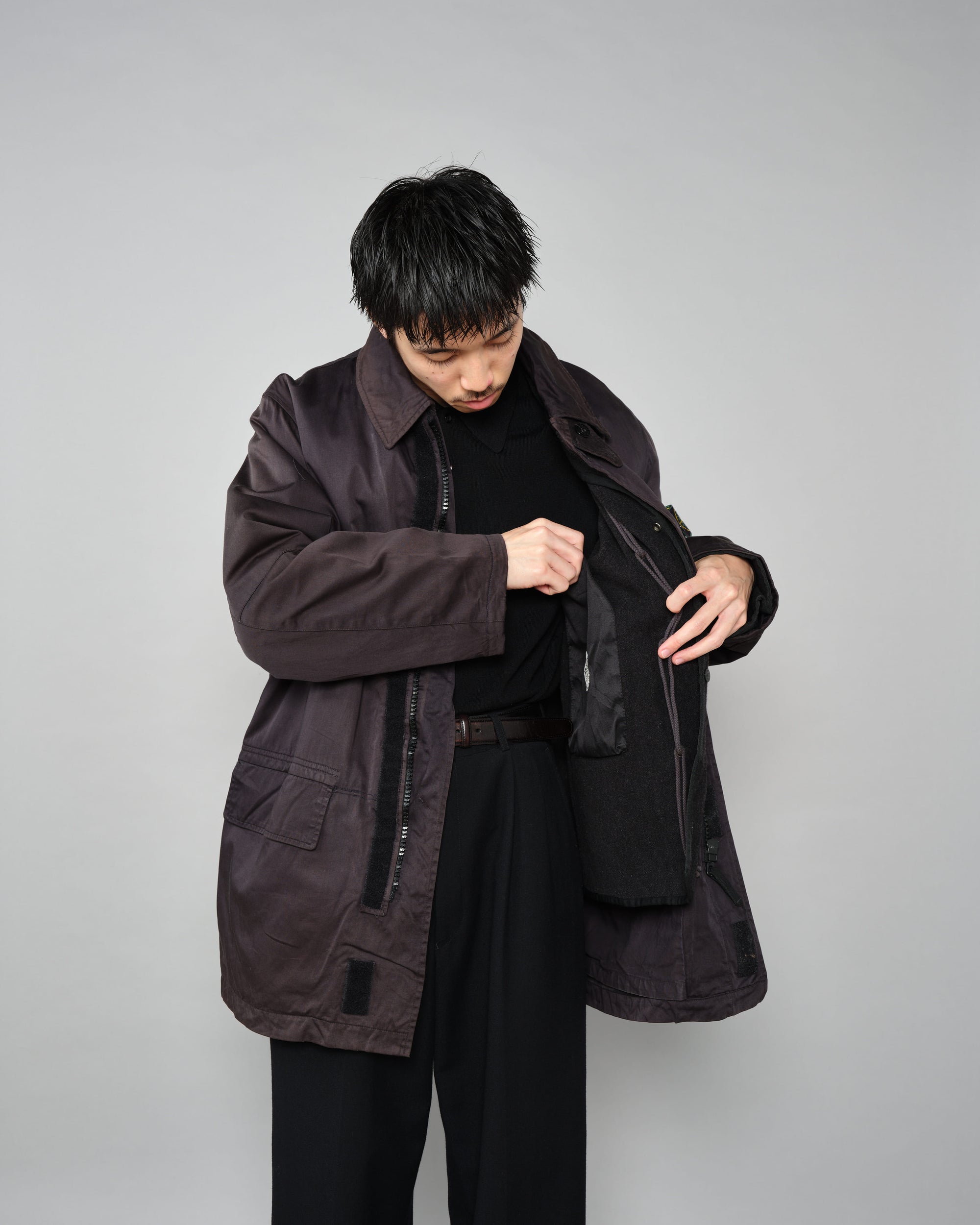 ［97AW］Old STONE ISLAND Garment Dyed Cotton Jacket With Liner Size.M "RASO GOMMATO" "Green Edge"