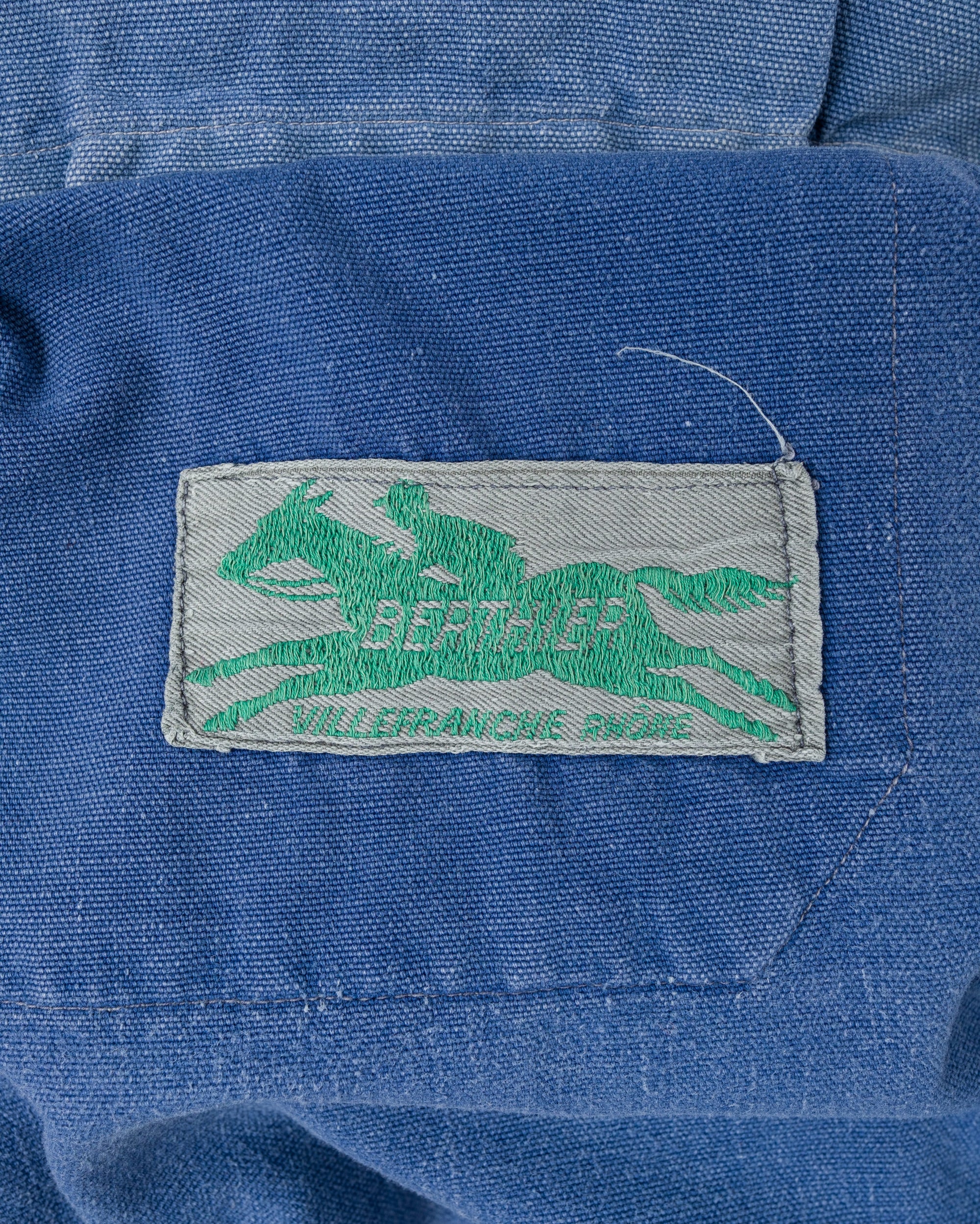 【~40's】French Vintage Blue Metis Half Zip Pullover Work Short Jacket