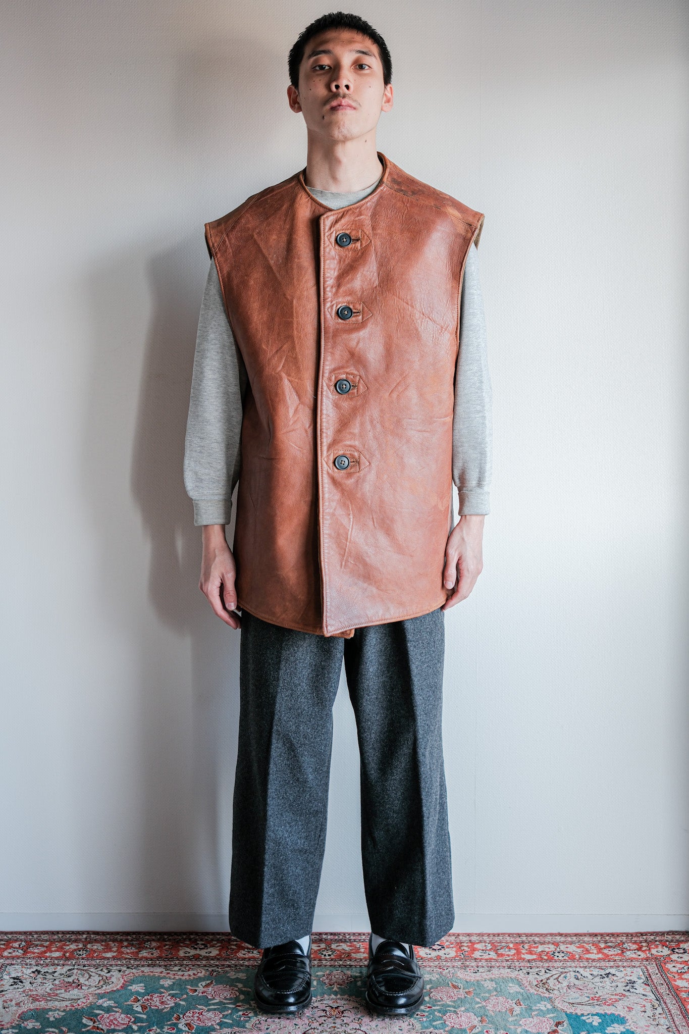 40's】British Army Jerkin Leather Vest 