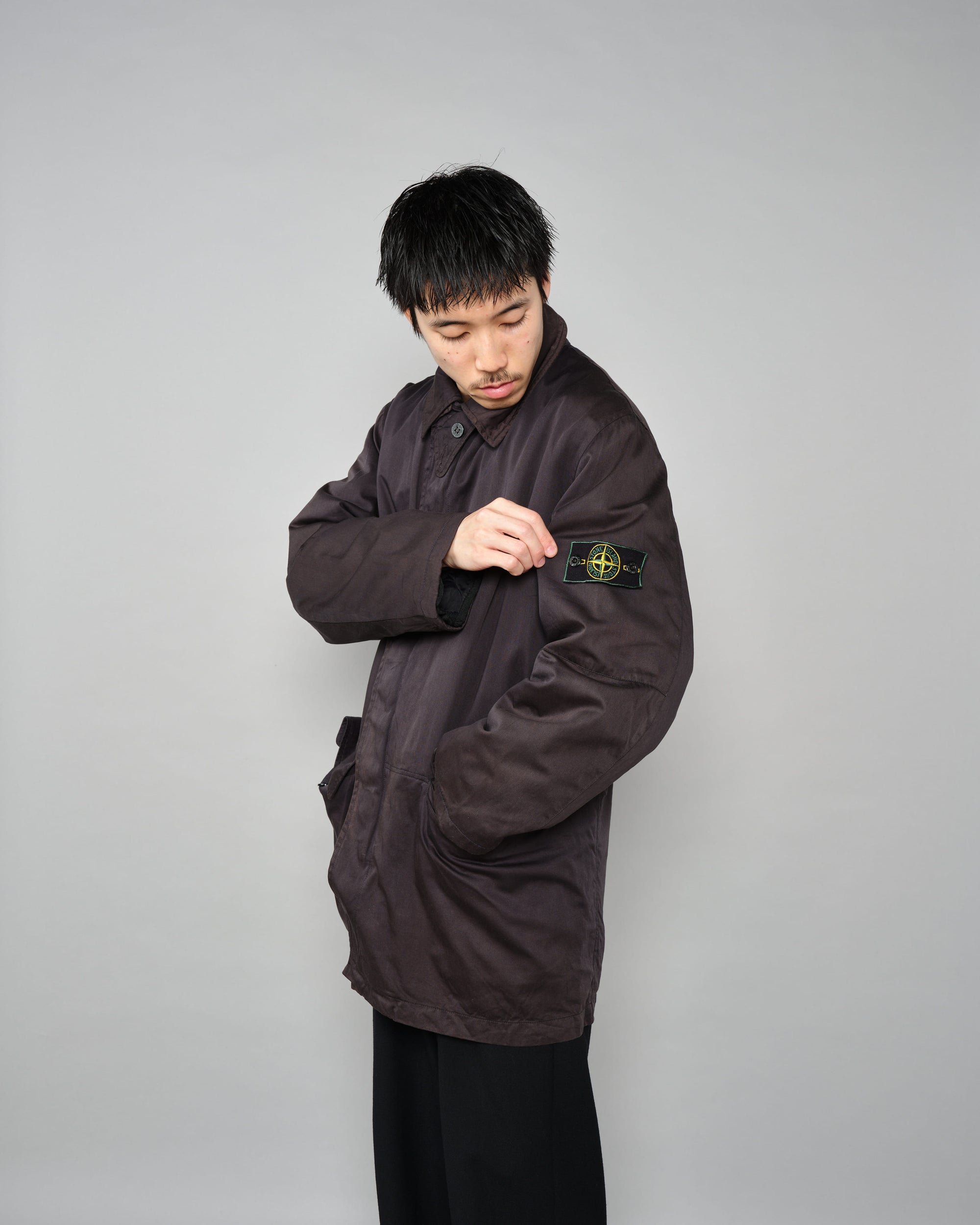 ［97AW］Old STONE ISLAND Garment Dyed Cotton Jacket With Liner Size.M "RASO GOMMATO" "Green Edge"