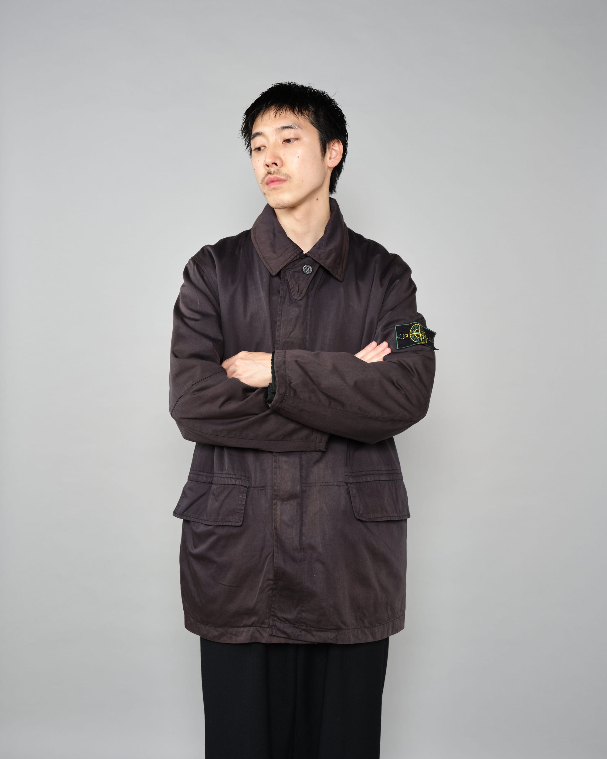 ［97AW］Old STONE ISLAND Garment Dyed Cotton Jacket With Liner Size.M "RASO GOMMATO" "Green Edge"
