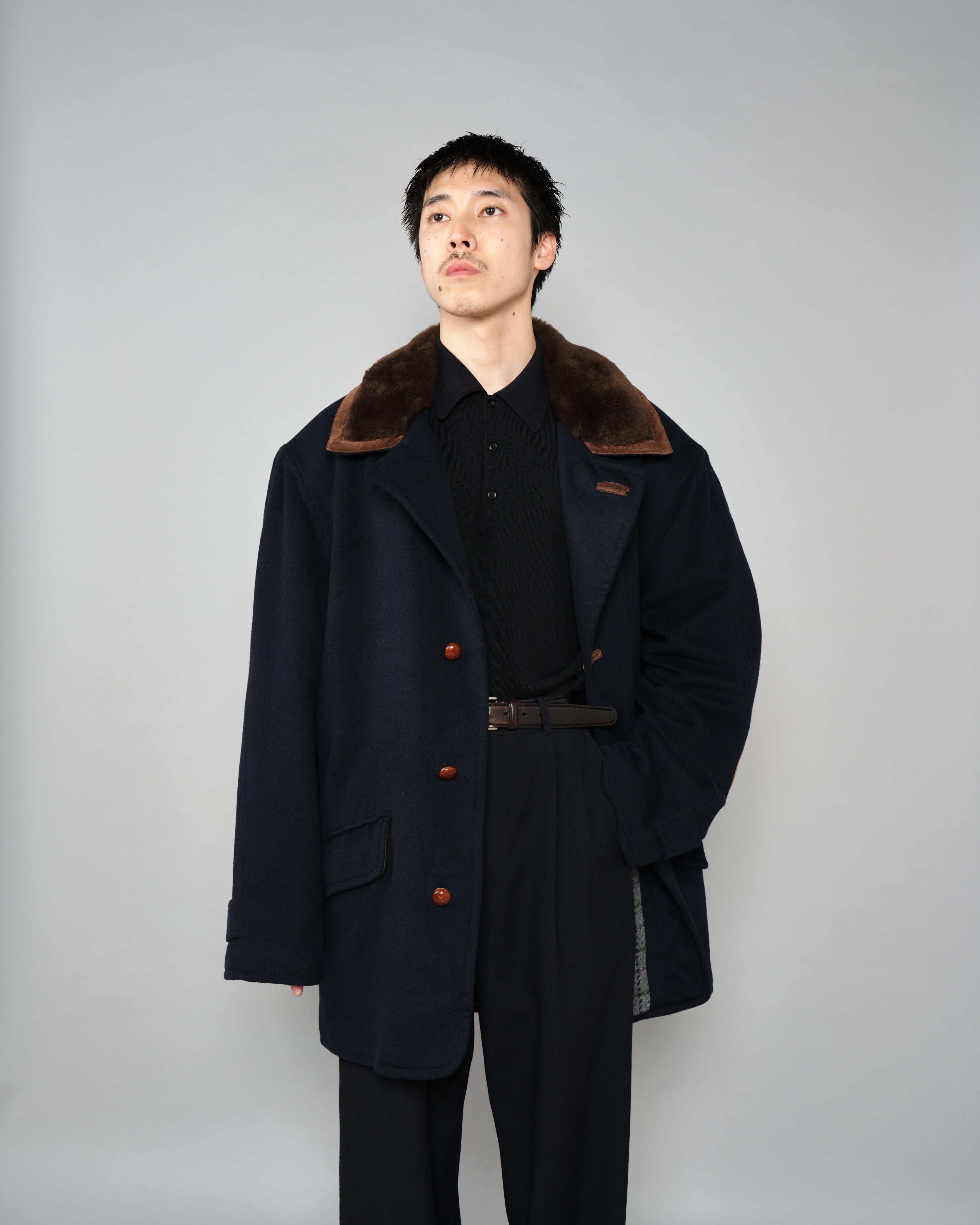 [~80’s] Old GUCCI Fur Collar Cashmere Jacket Size.52