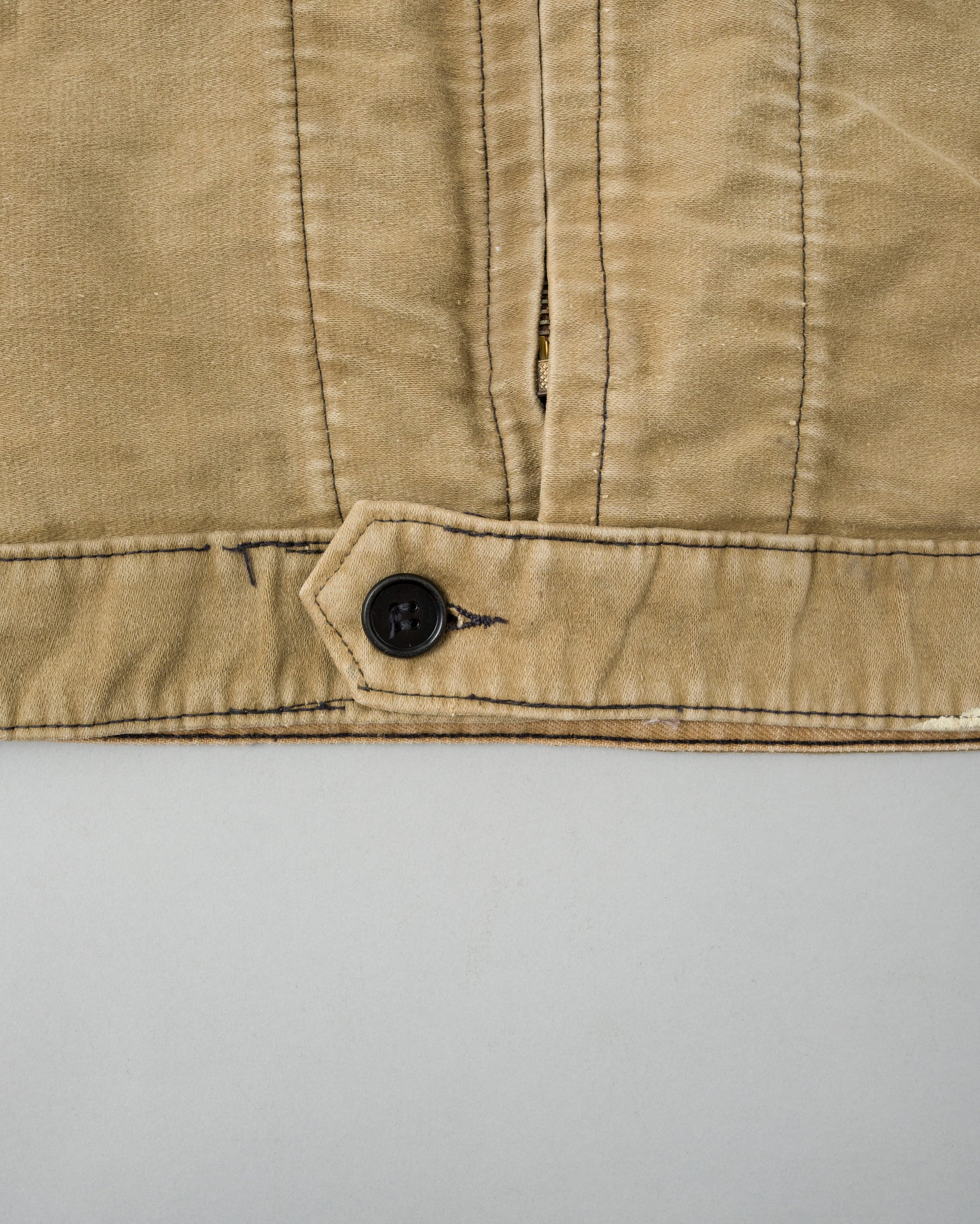 【~50's】French Vintage Brown Beige Moleskin Cyclist Jacket