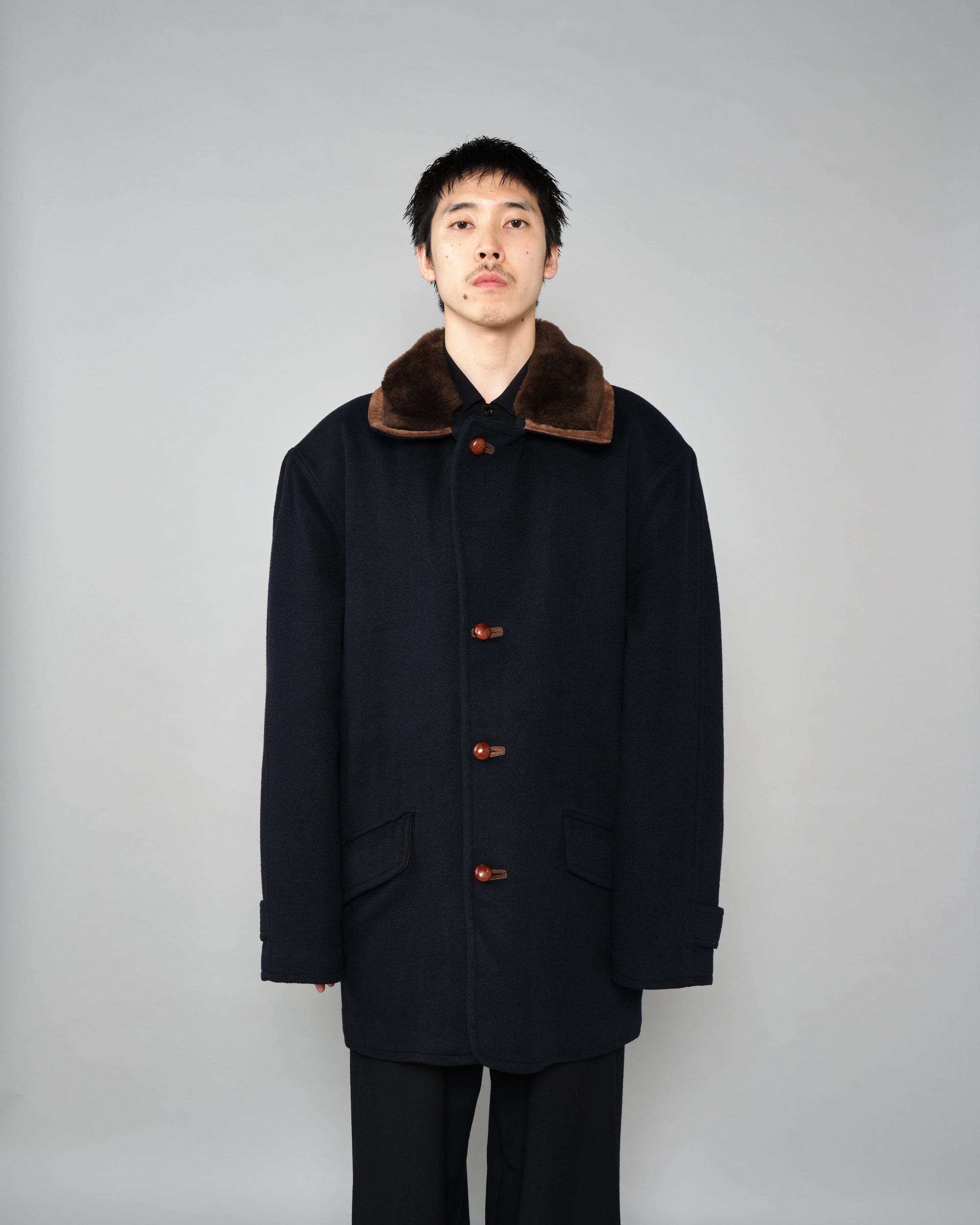 【~80’s】Old GUCCI Fur Collar Cashmere Jacket Size.52