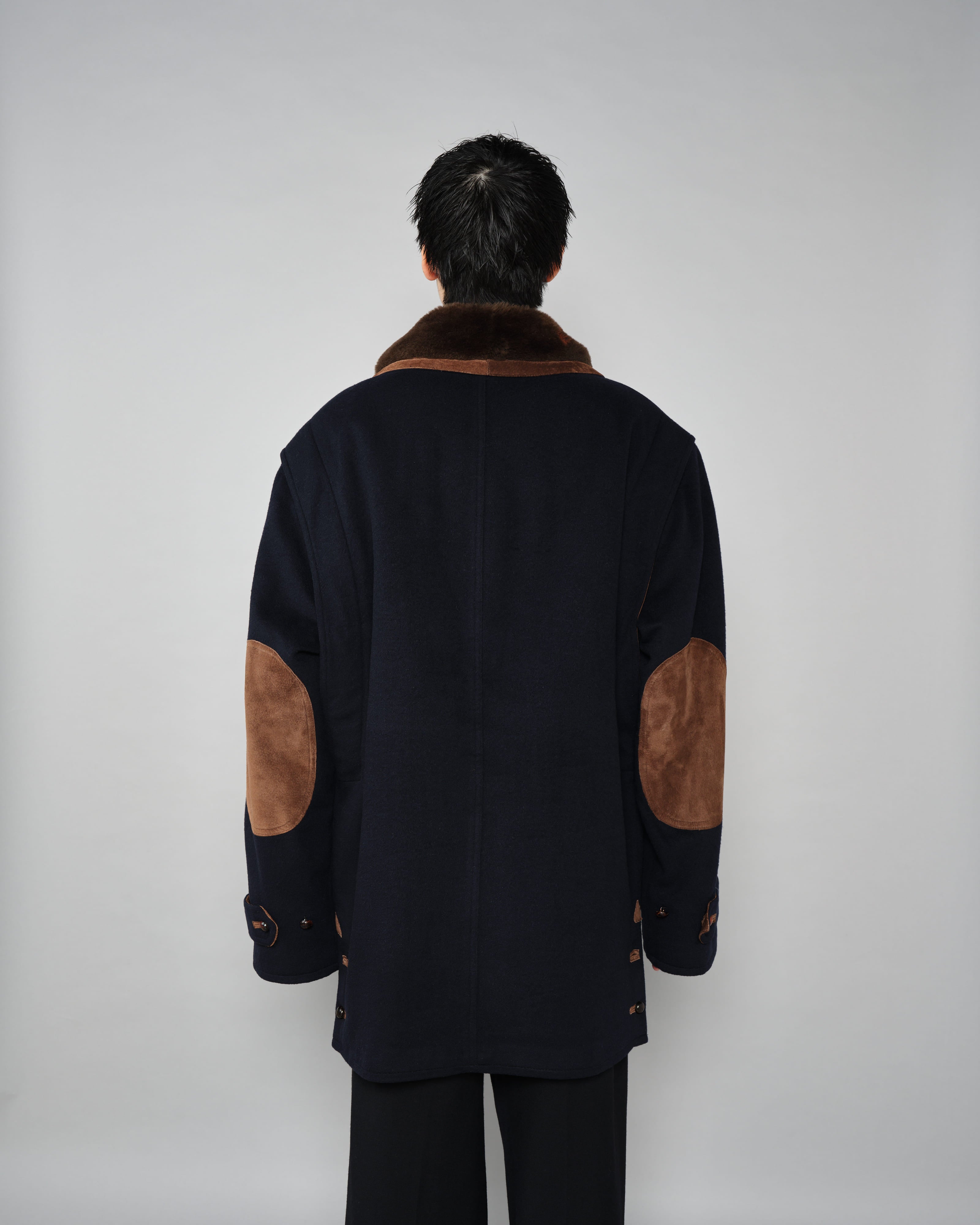 80's] Old GUCCI Fur Collar Cashmere Jacket Size.52