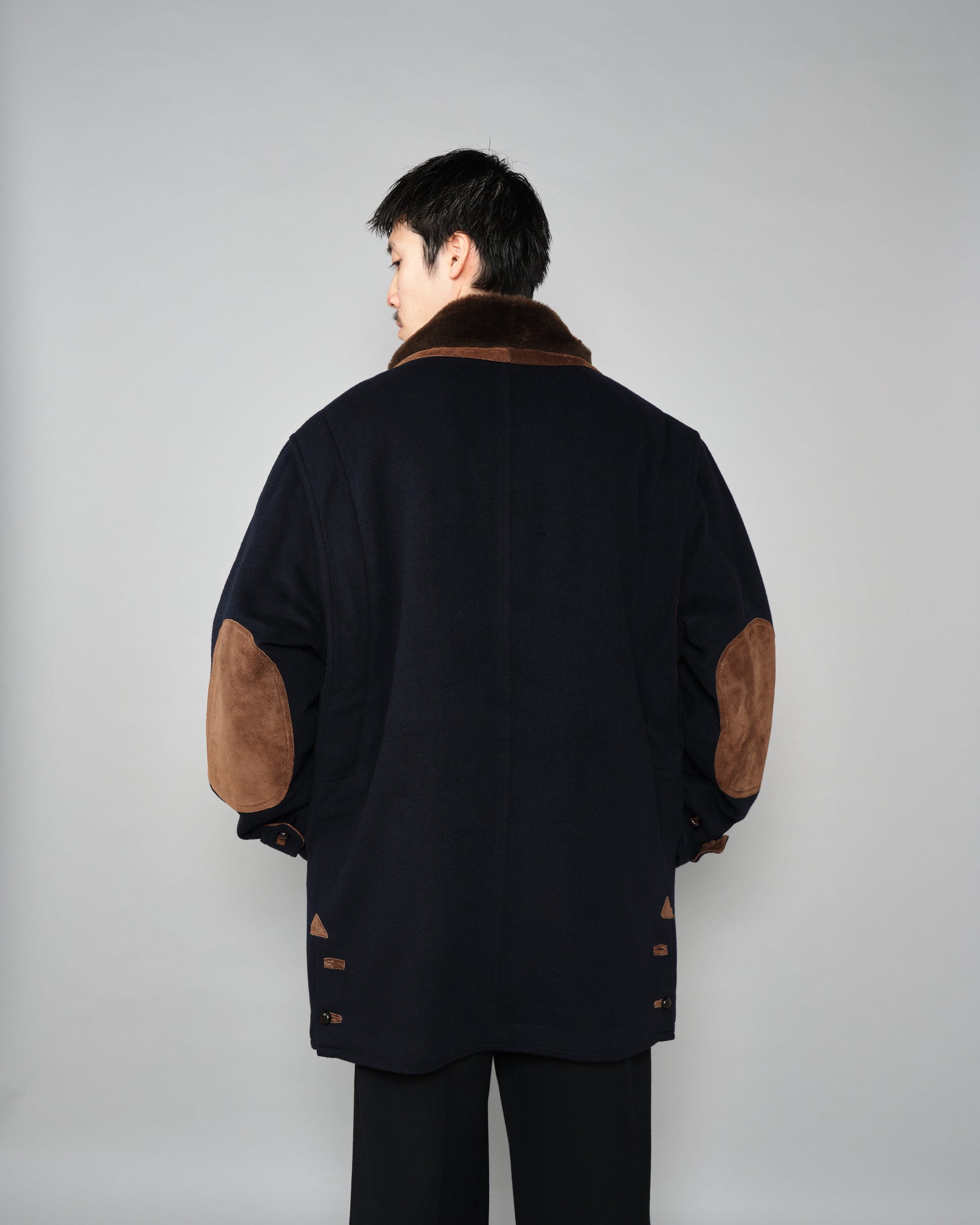 【~80’s】Old GUCCI Fur Collar Cashmere Jacket Size.52