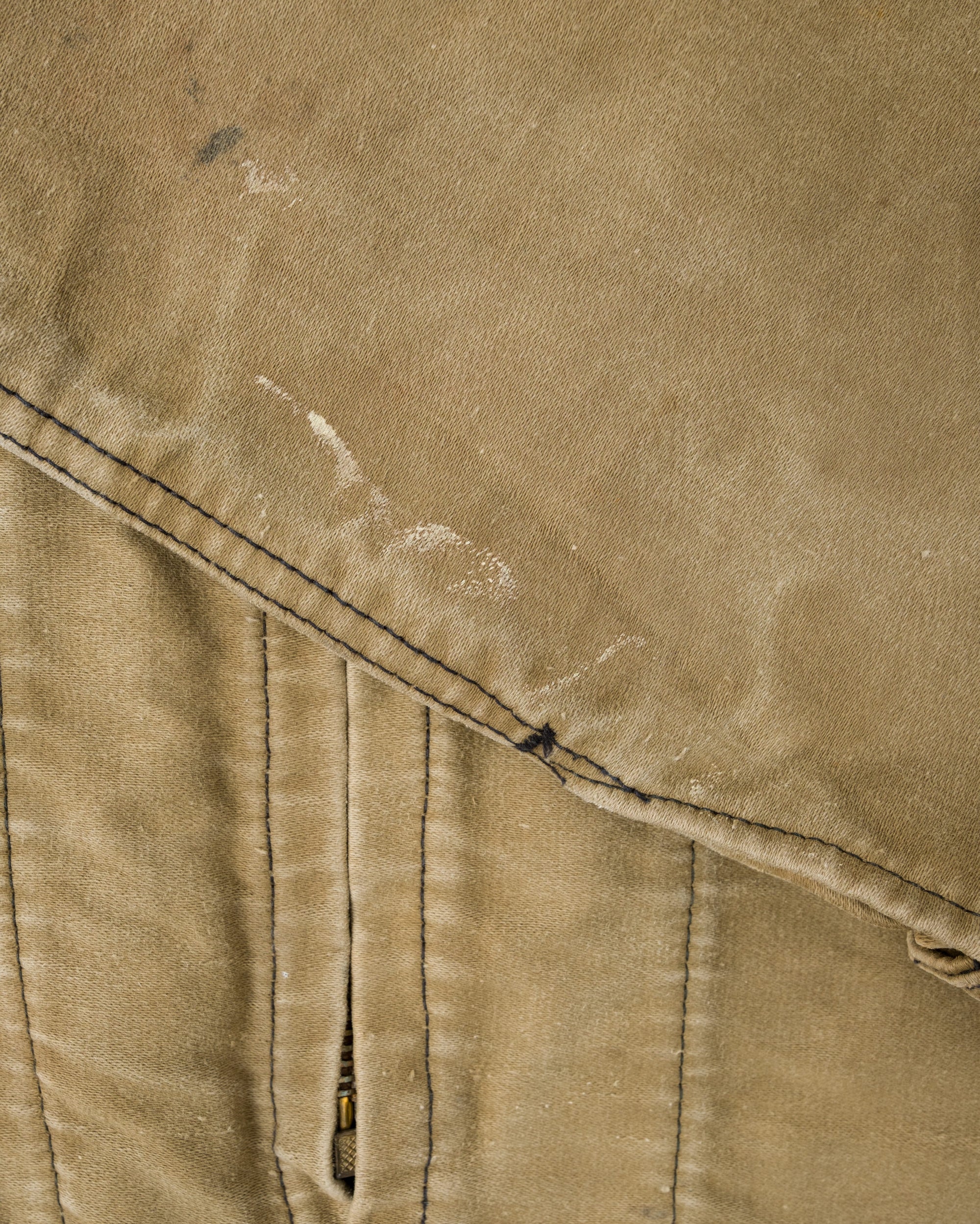 【~50's】French Vintage Brown Beige Moleskin Cyclist Jacket