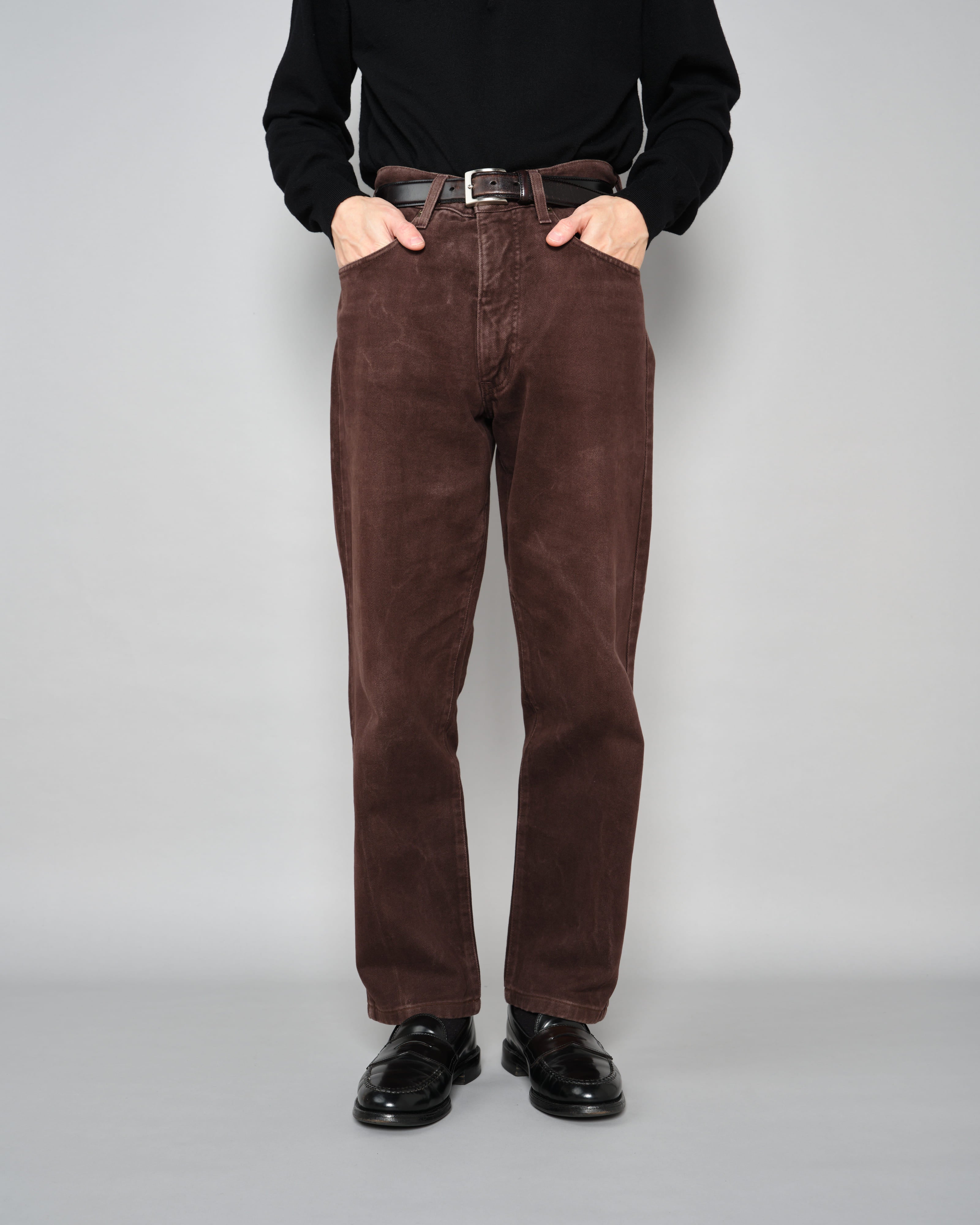 90's］Old ARMANI JEANS Brown Cotton Twill Trousers Size.30 | VIEUX