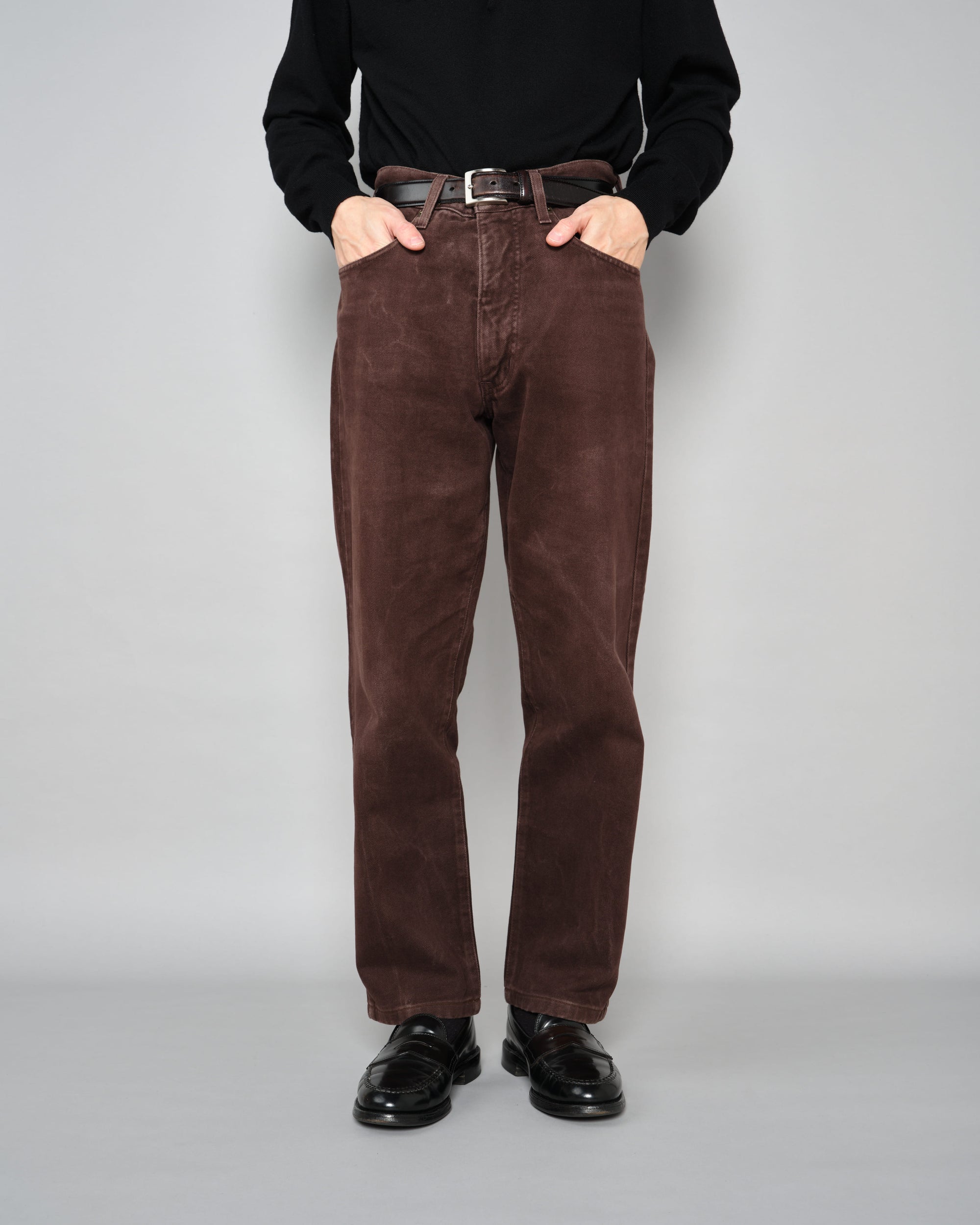 【~90’s】Old ARMANI JEANS Brown Cotton Twill Trousers Size.30