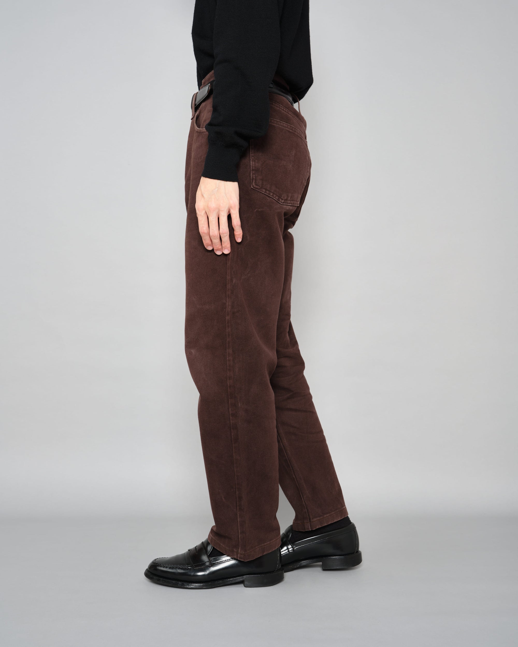 【~90’s】Old ARMANI JEANS Brown Cotton Twill Trousers Size.30