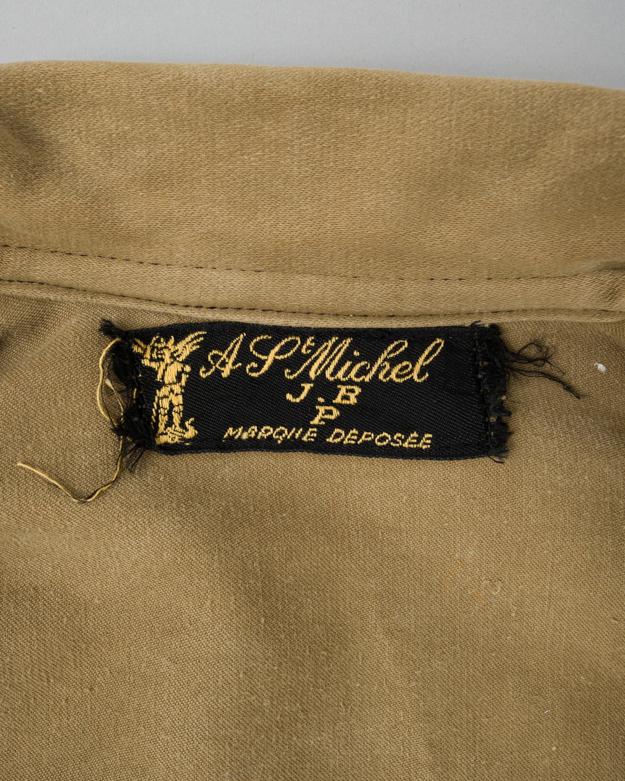 【~50's】French Vintage Brown Beige Moleskin Cyclist Jacket