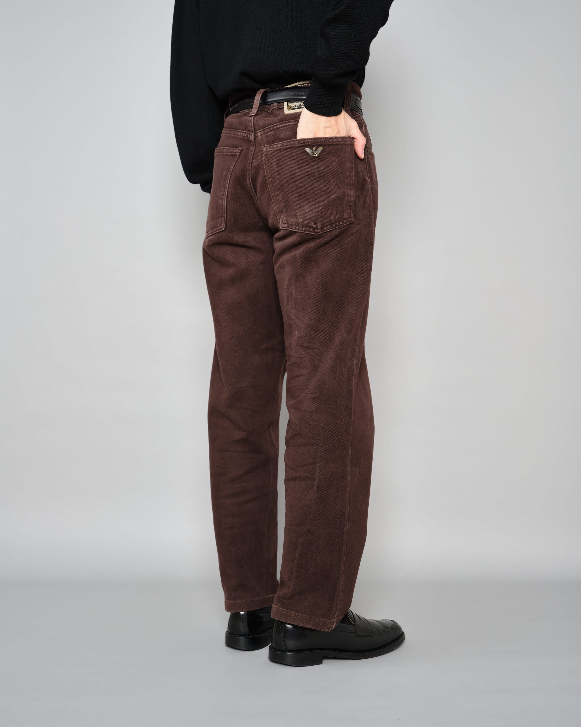 【~90’s】Old ARMANI JEANS Brown Cotton Twill Trousers Size.30