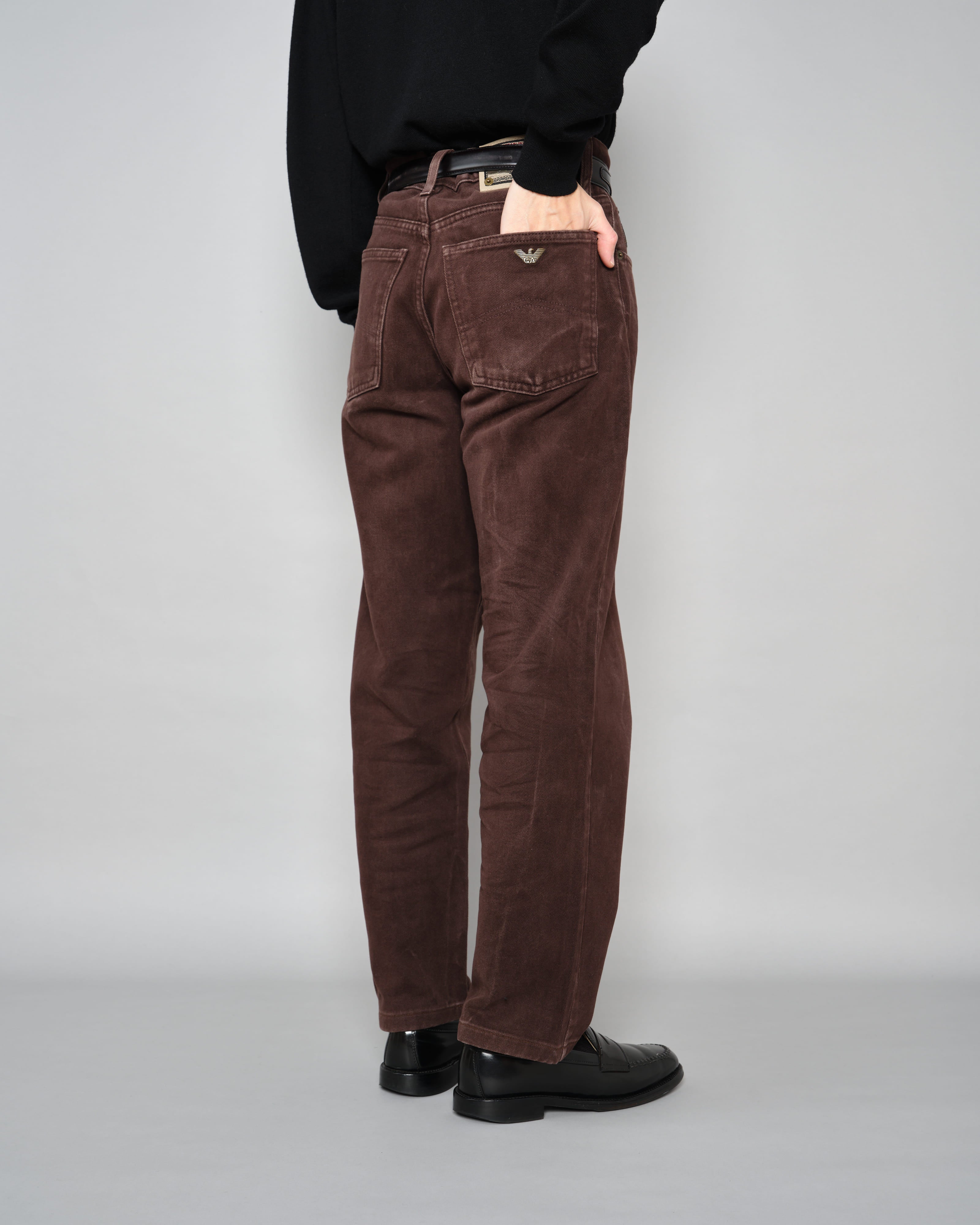 [~90’s] Old ARMANI JEANS Brown Cotton Twill Trousers Size.30