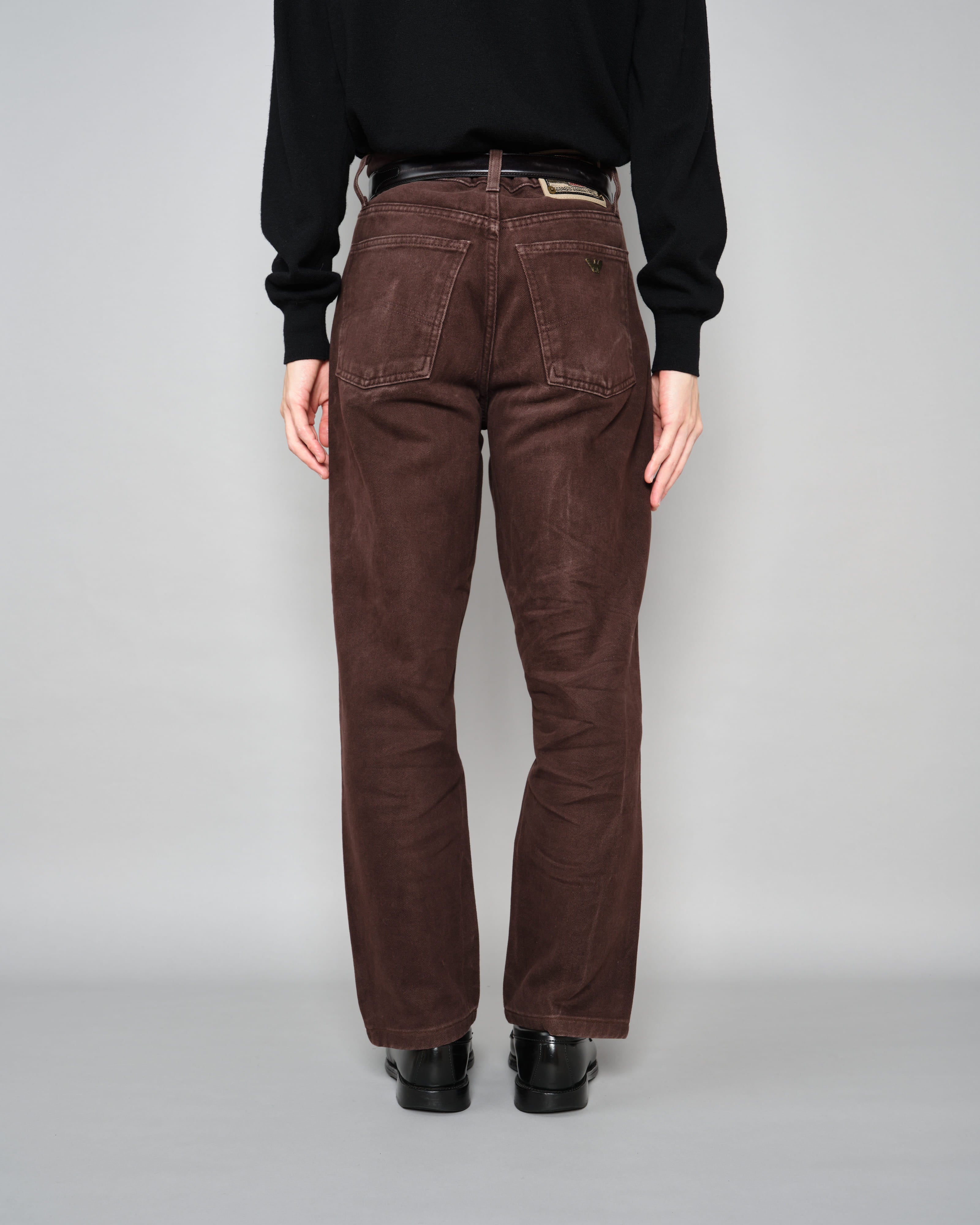 90's］Old ARMANI JEANS Brown Cotton Twill Trousers Size.30 | VIEUX