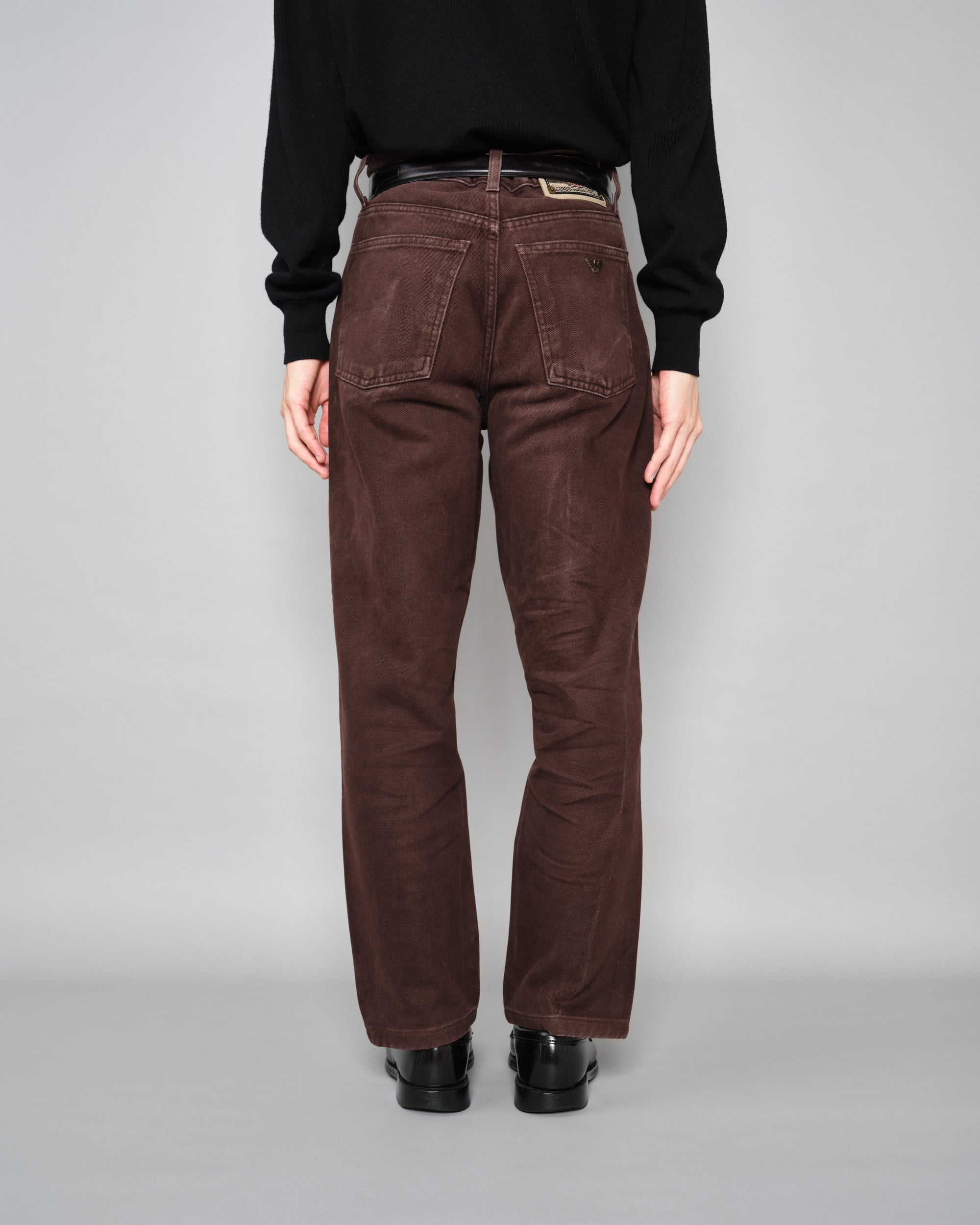 【~90’s】Old ARMANI JEANS Brown Cotton Twill Trousers Size.30