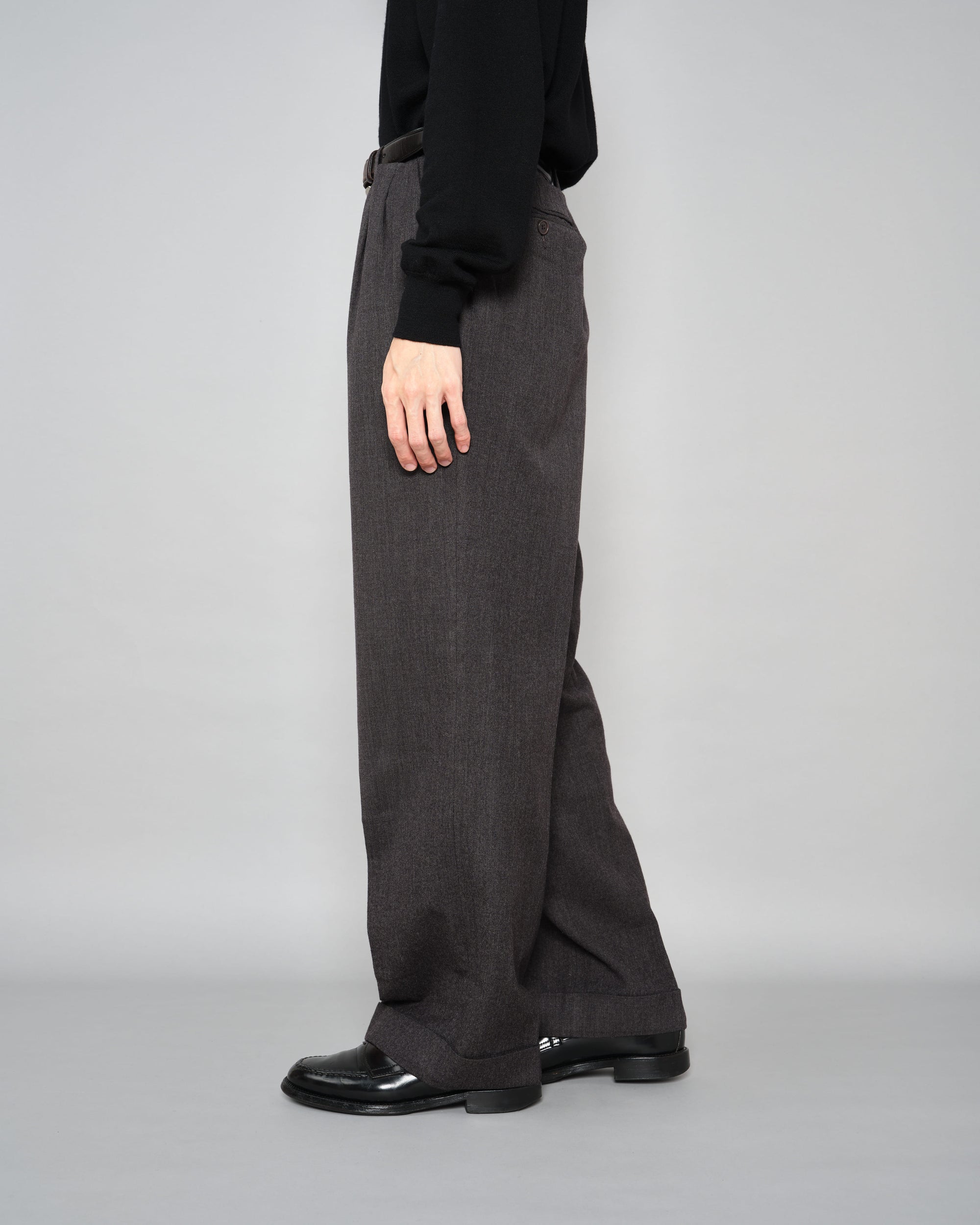 ［~70's］Old GUCCI 2 Tuck Turn Up Wool Trousers Size.52