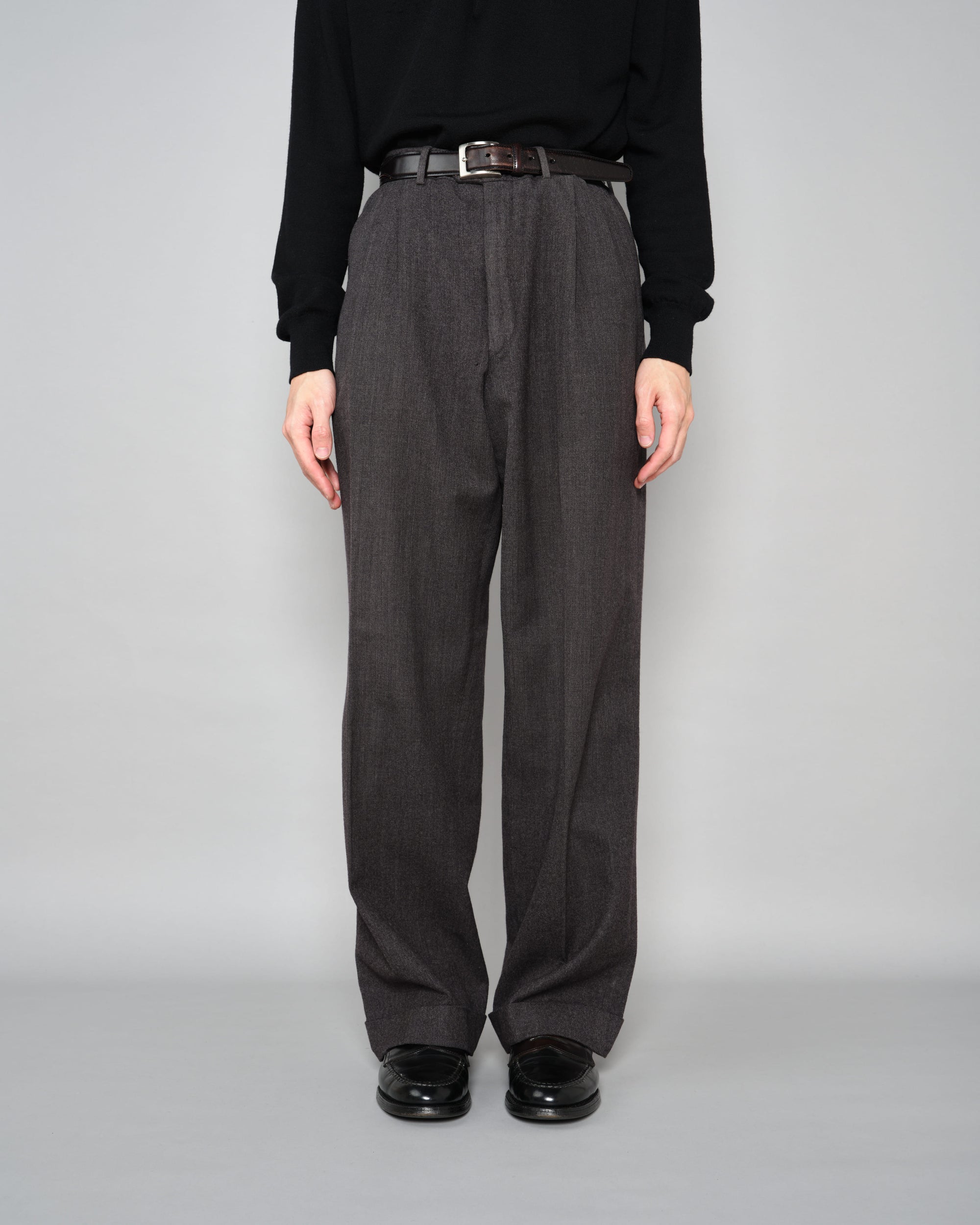 ［~70's］Old GUCCI 2 Tuck Turn Up Wool Trousers Size.52