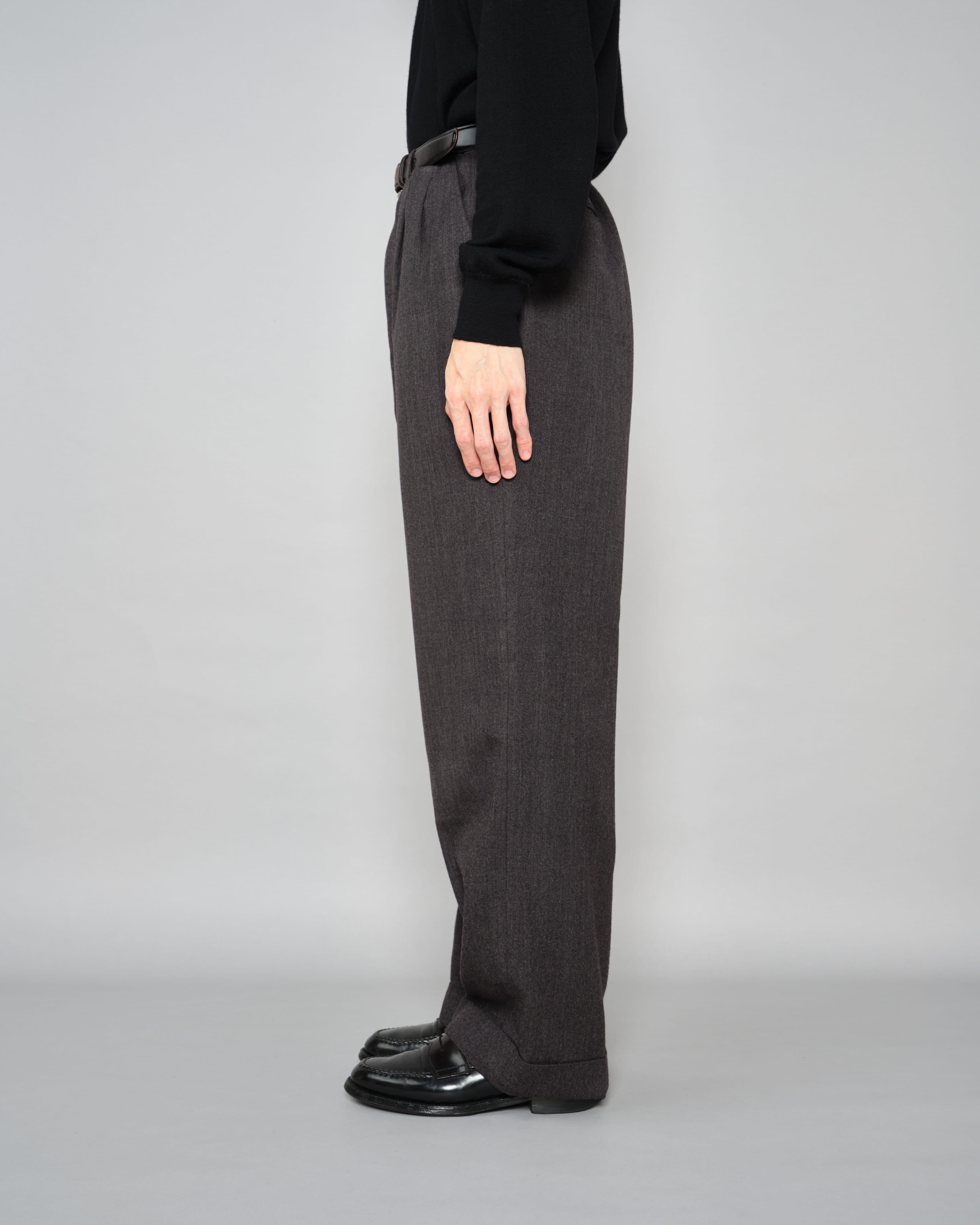 [~70's] Old GUCCI 2 Tuck Turn Up Wool Trousers Size.52