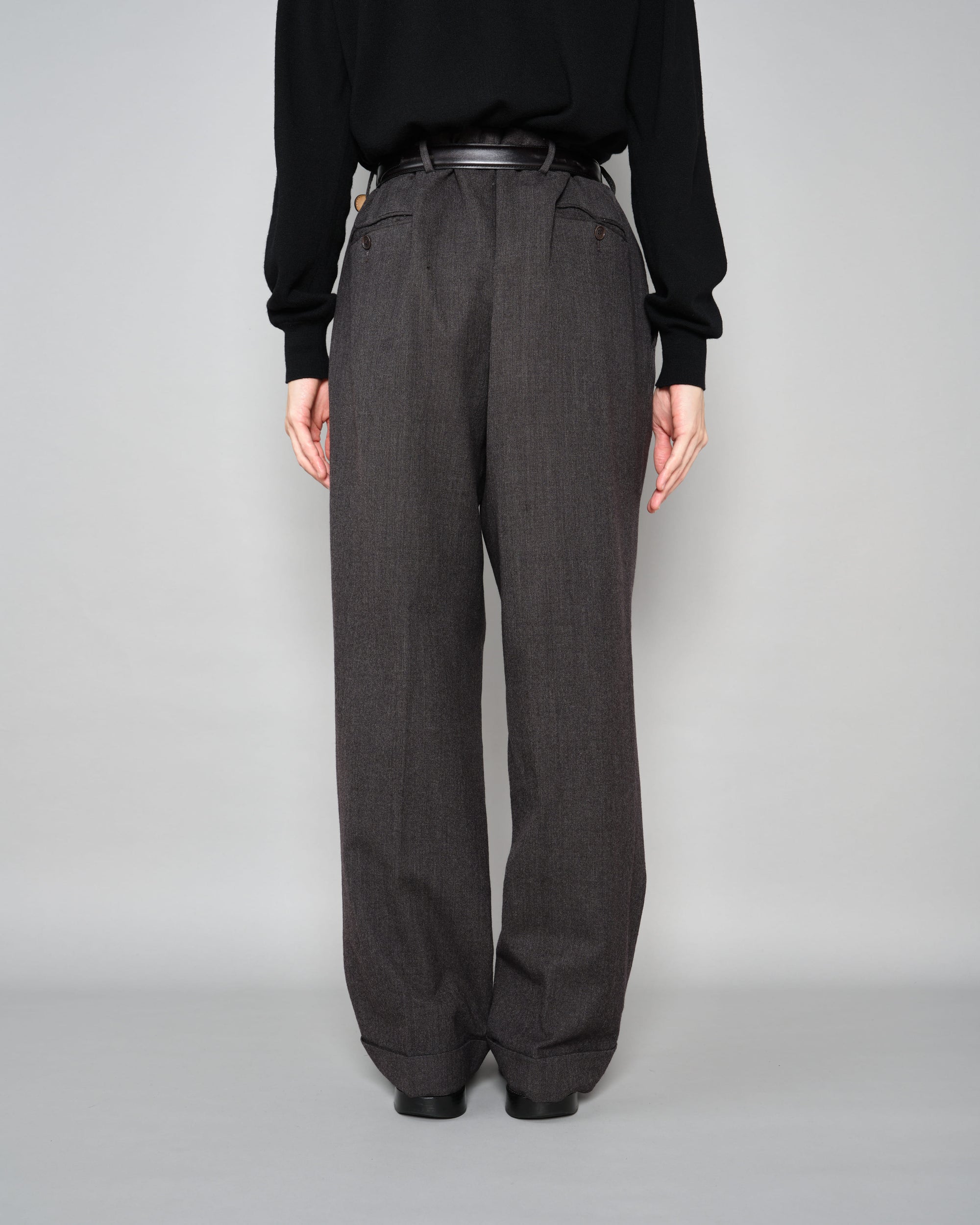 ［~70's］Old GUCCI 2 Tuck Turn Up Wool Trousers Size.52