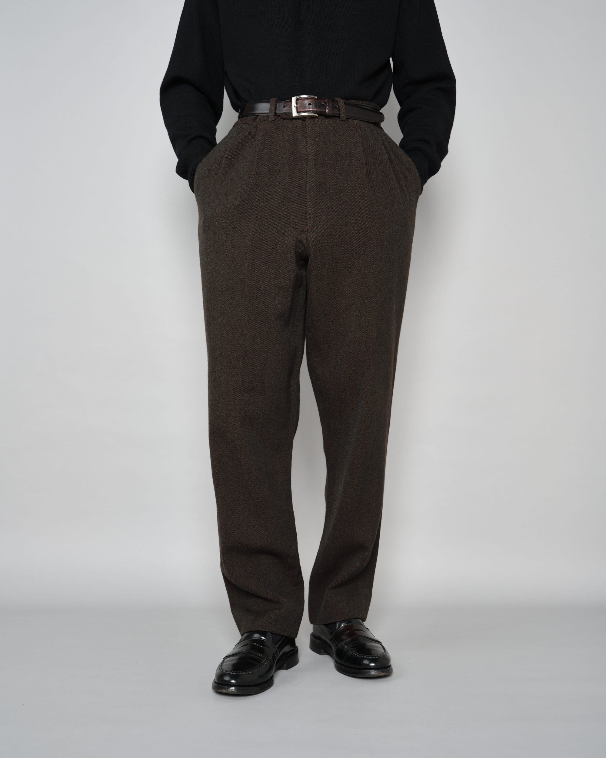 ［~90's］Old Hermès Paris 2 Tuck Wool Trousers Size.50