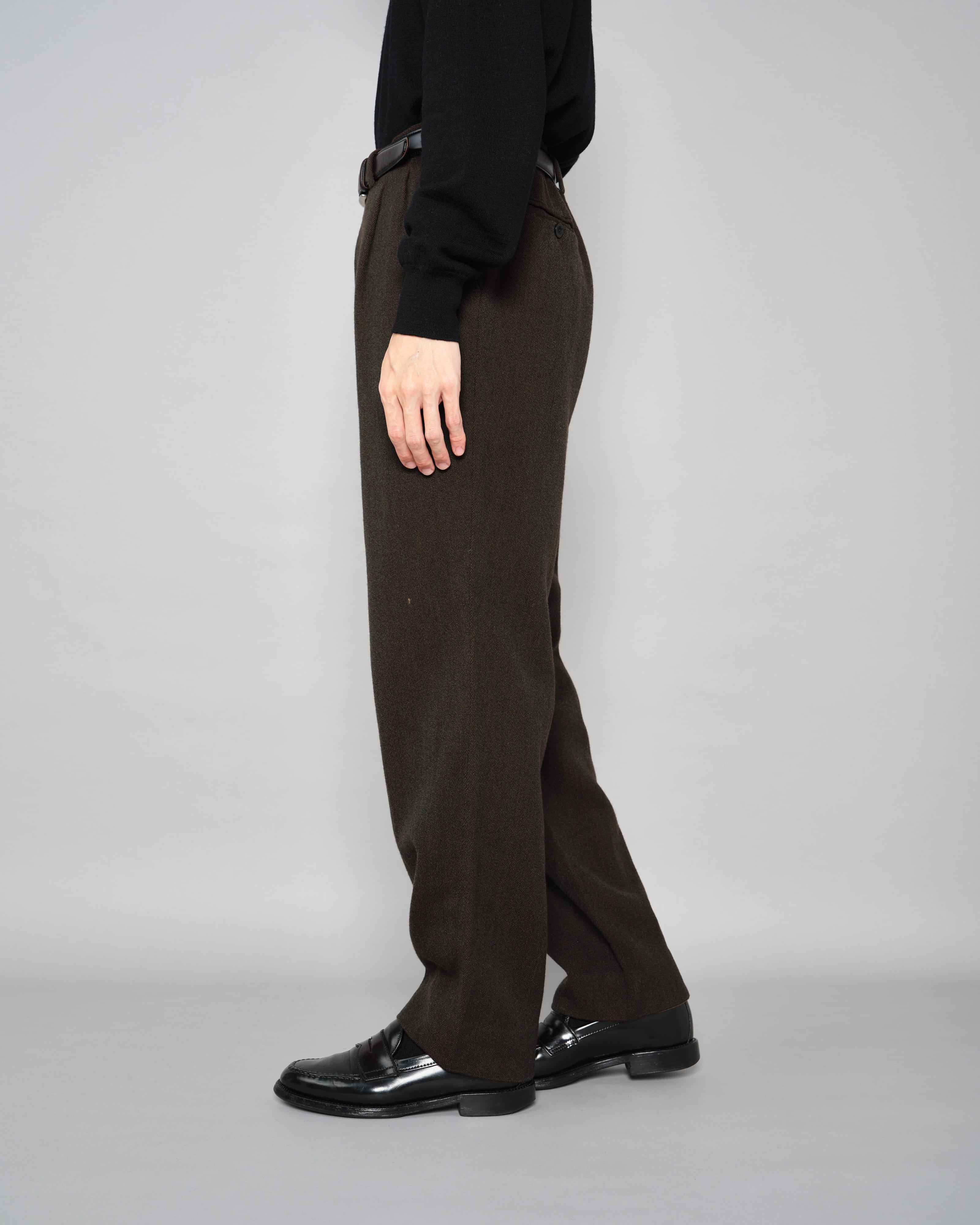 [~90's] Old Hermès Paris 2 Tuck Wool Trousers Size.50