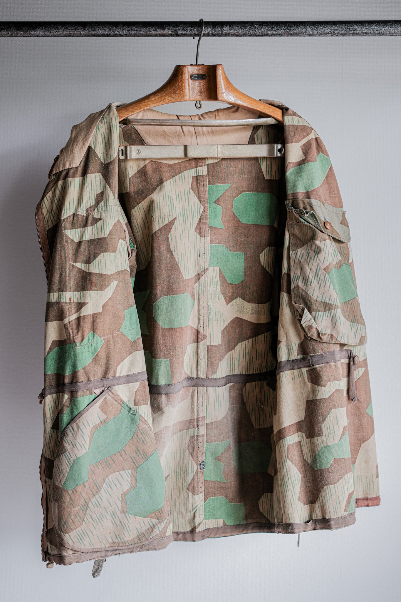 【~40's】WWⅡ German Army Splinter Camouflage Zip Up Hooded Jacket "Localmade" "Wehrmacht"