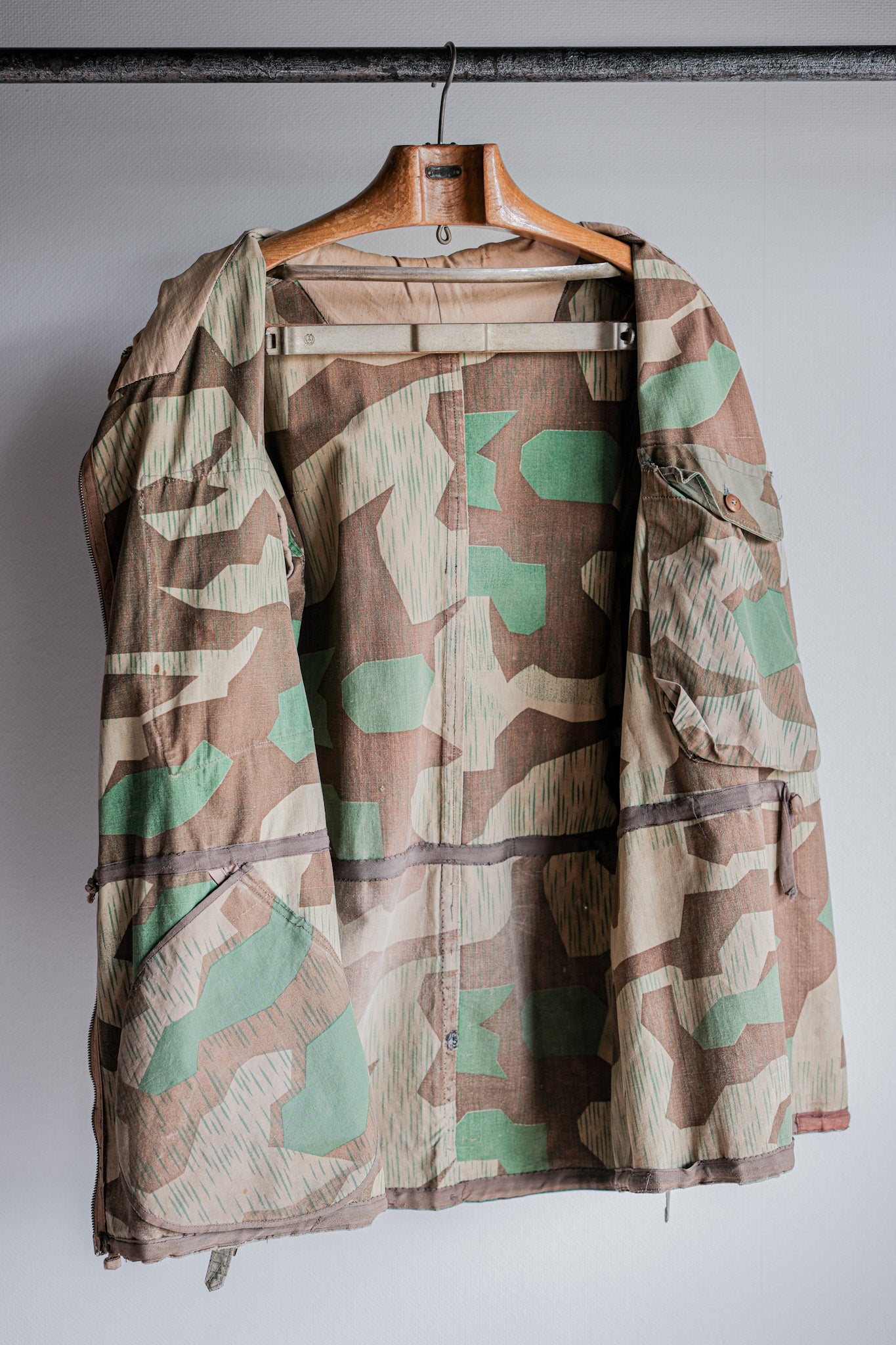 ［~40's］WWⅡ German Army Splinter Camouflage Zip Up Hooded Jacket "Localmade" "Wehrmacht"