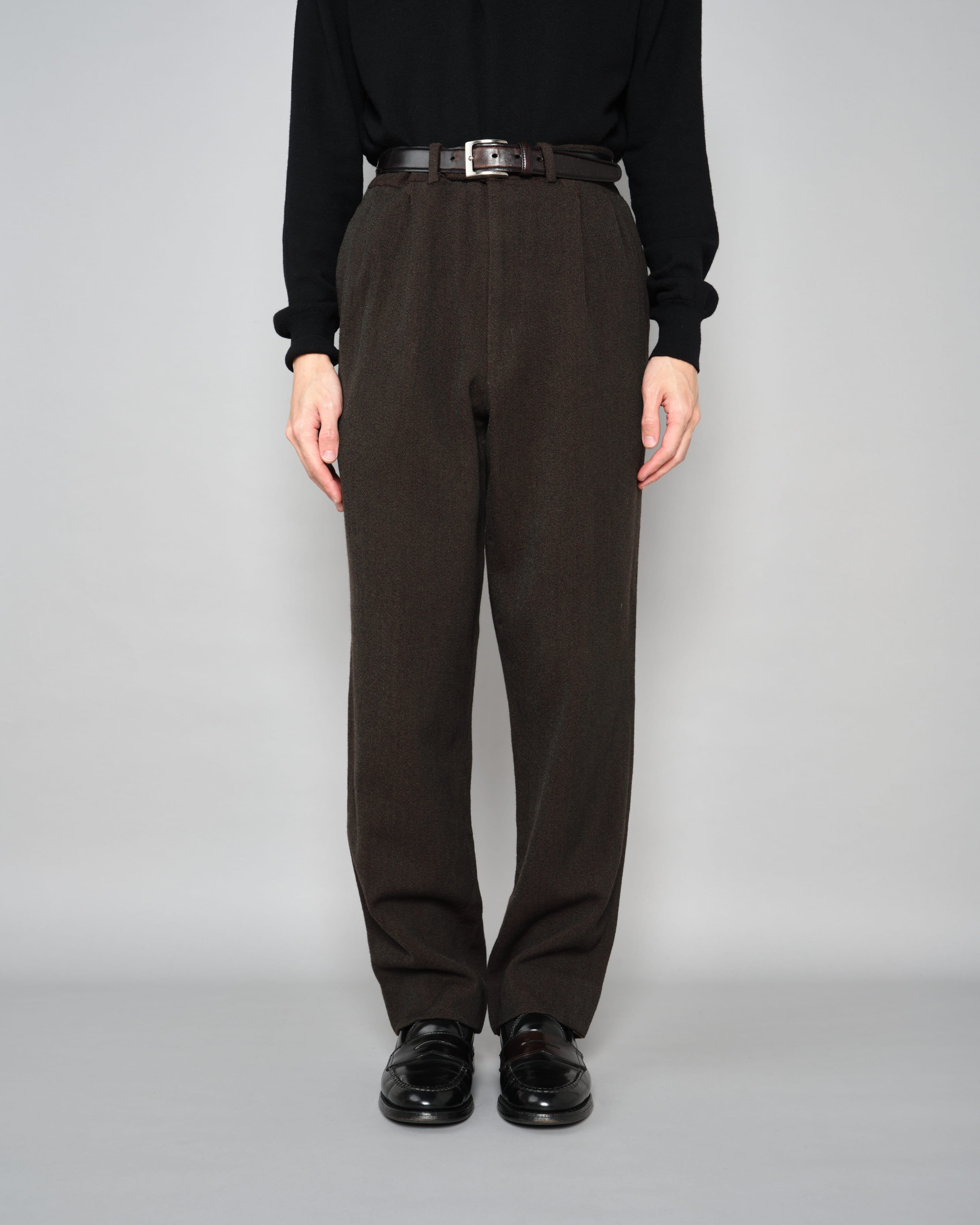 [~90's] Old Hermès Paris 2 Tuck Wool Trousers Size.50