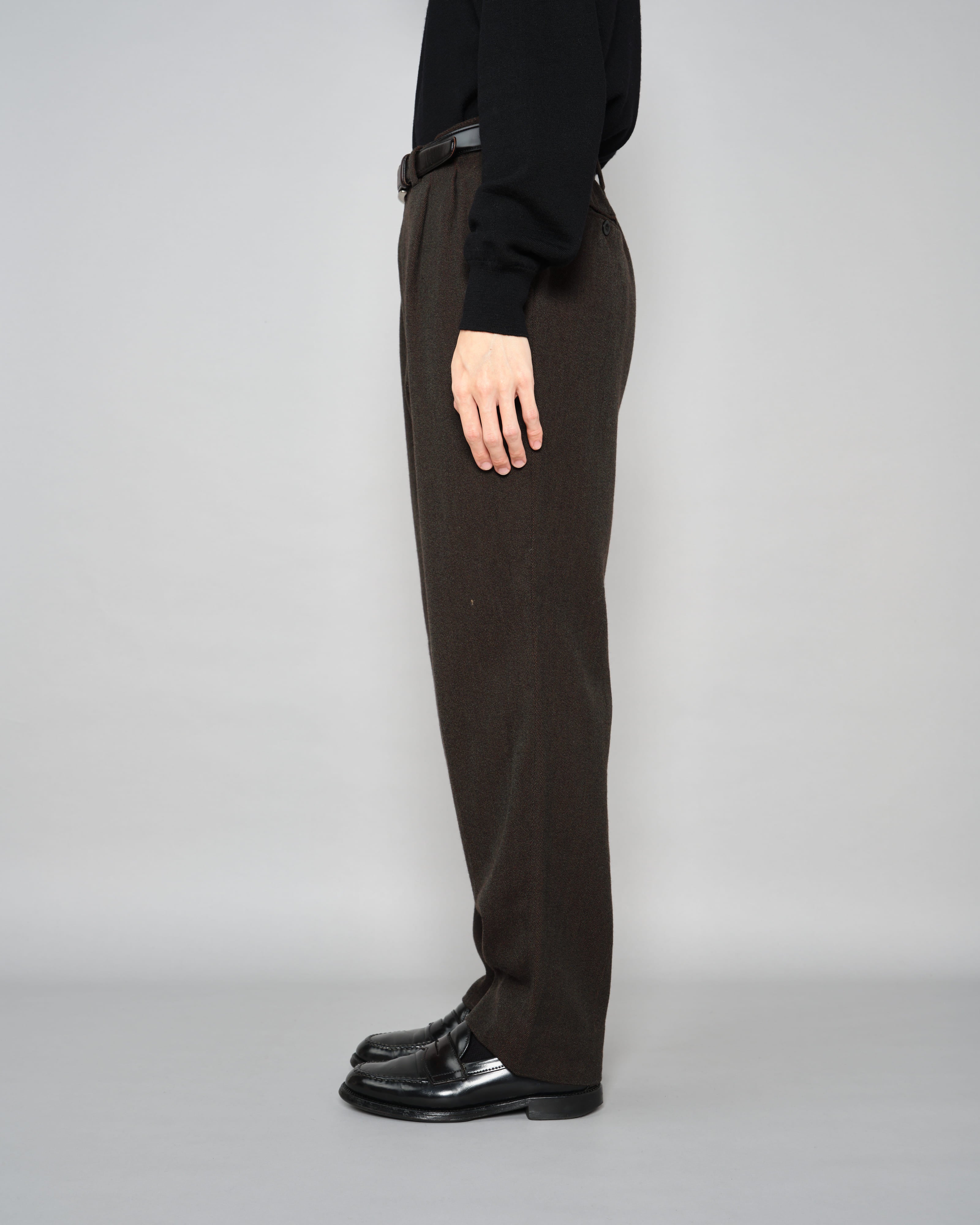 [~90's] Old Hermès Paris 2 Tuck Wool Trousers Size.50