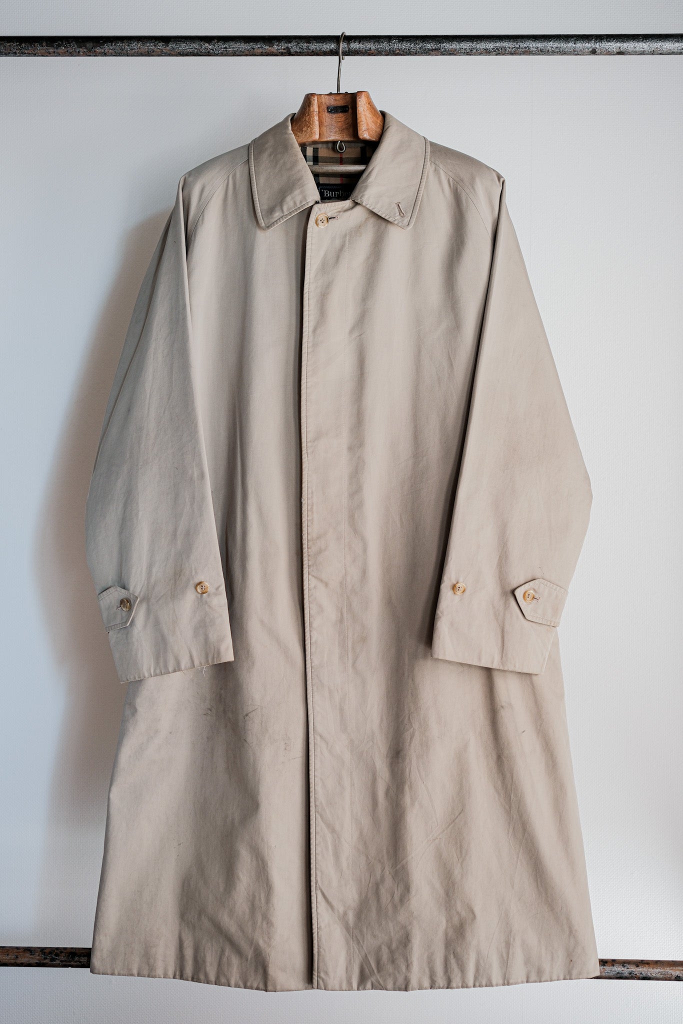 [〜80年代]復古burberrys單raglan balmacaan外套c100尺寸。48reg“ Al Duca d'Aosta除了注意事項”