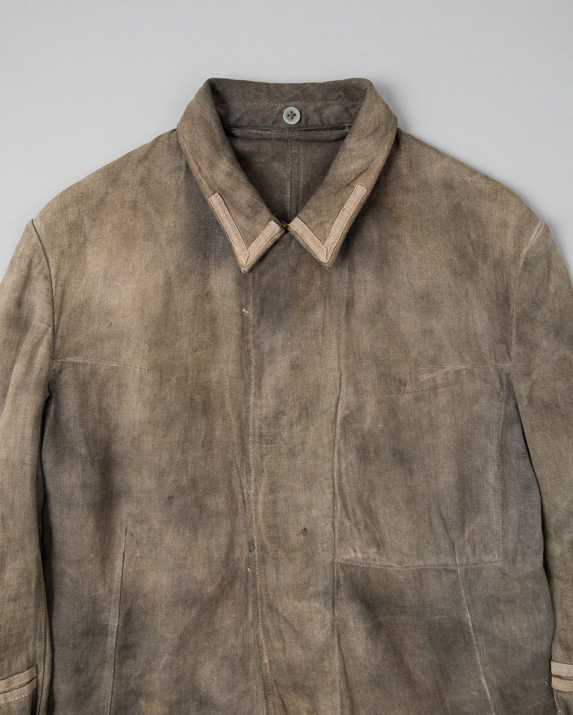 ［~30's］German Air Force Gray Drillich HBT Linen Work Jacket "Unusual Color" "Luftwaffe"