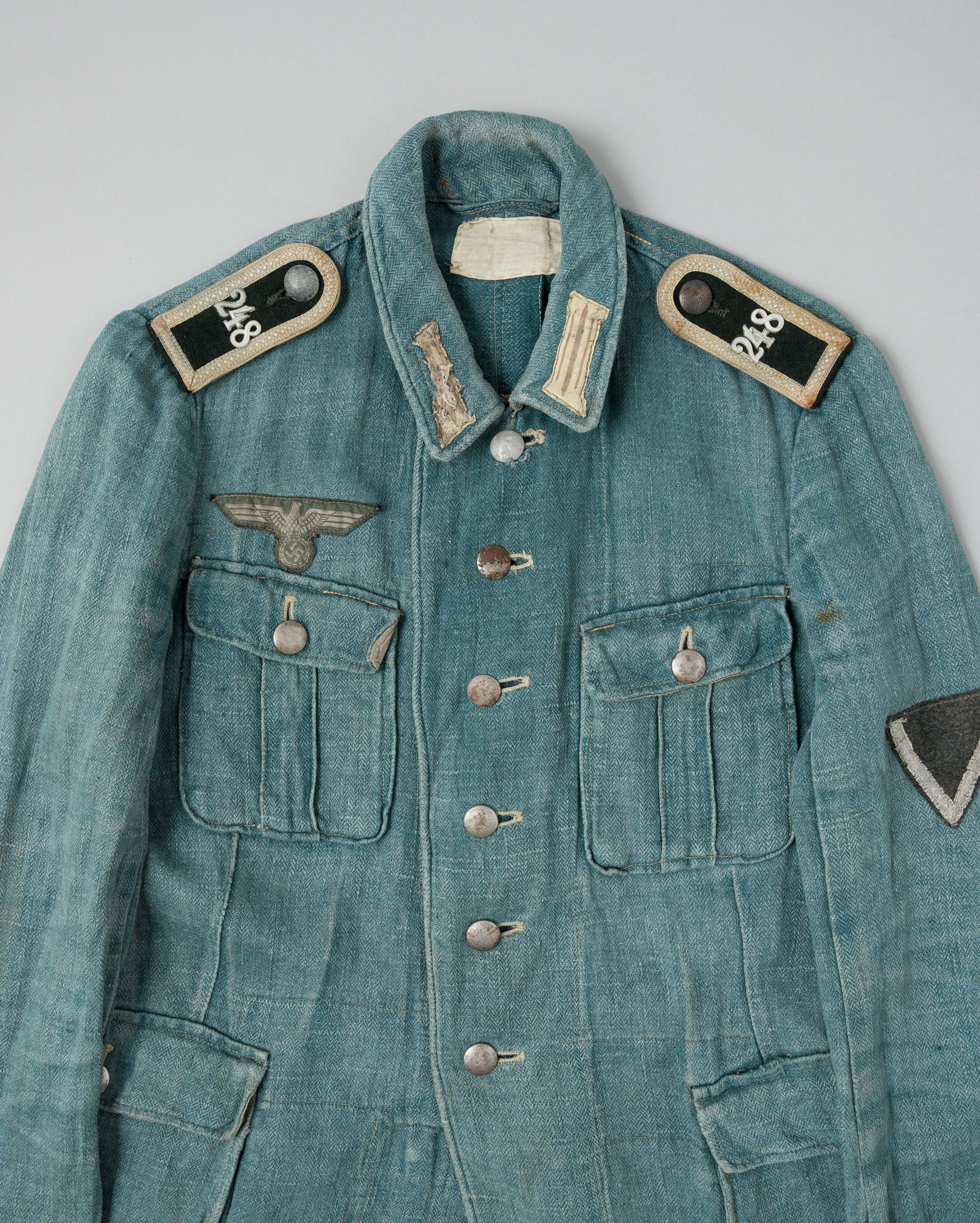 ［~40's］WWII German Army Turquoise Green Drillich HBT Linen Summer Field Jacket "Wehrmacht"