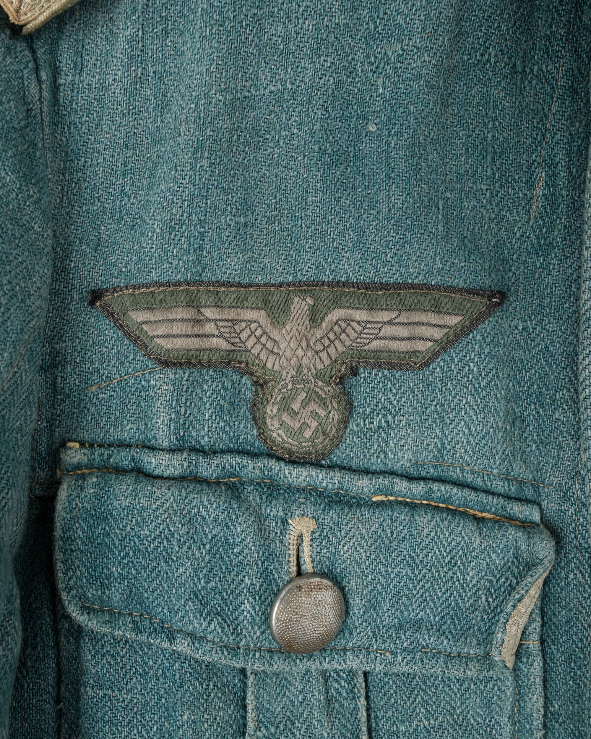 ［~40's］WWII German Army Turquoise Green Drillich HBT Linen Summer Field Jacket "Wehrmacht"