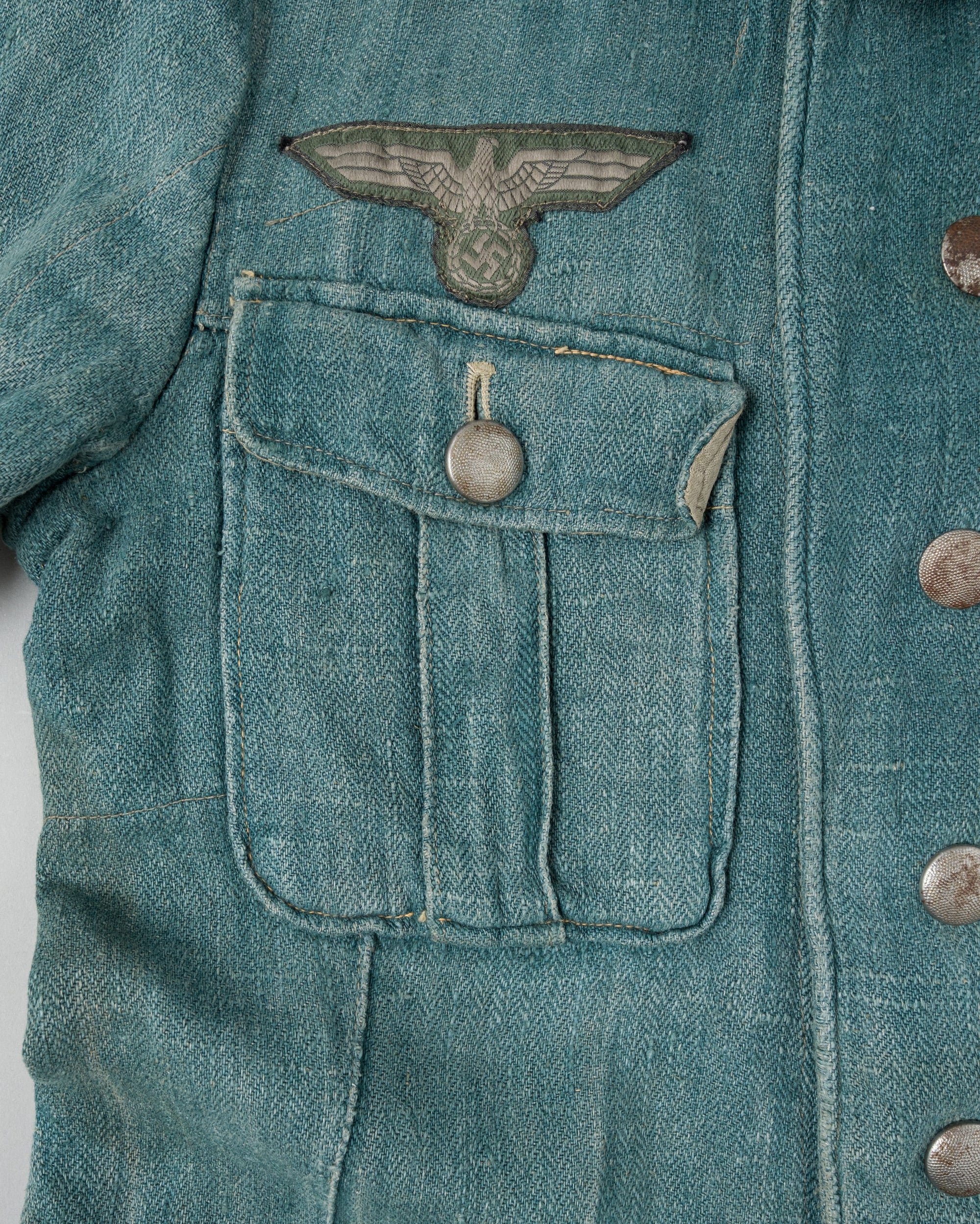 ［~40's］WWII German Army Turquoise Green Drillich HBT Linen Summer Field Jacket "Wehrmacht"