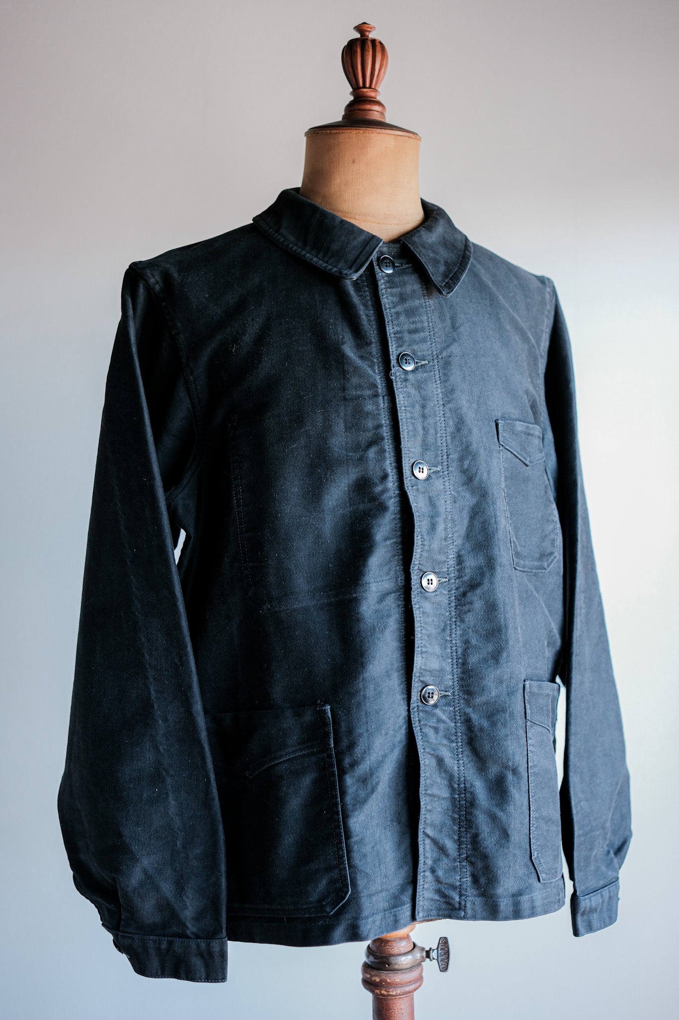 【~50's】French Vintage Black Moleskin Work Jacket