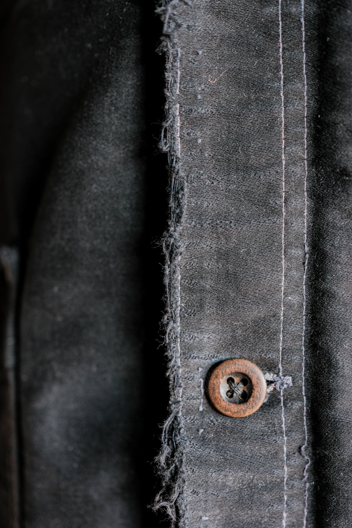 【~40's】French Vintage Black Moleskin Work Jacket "Boro"