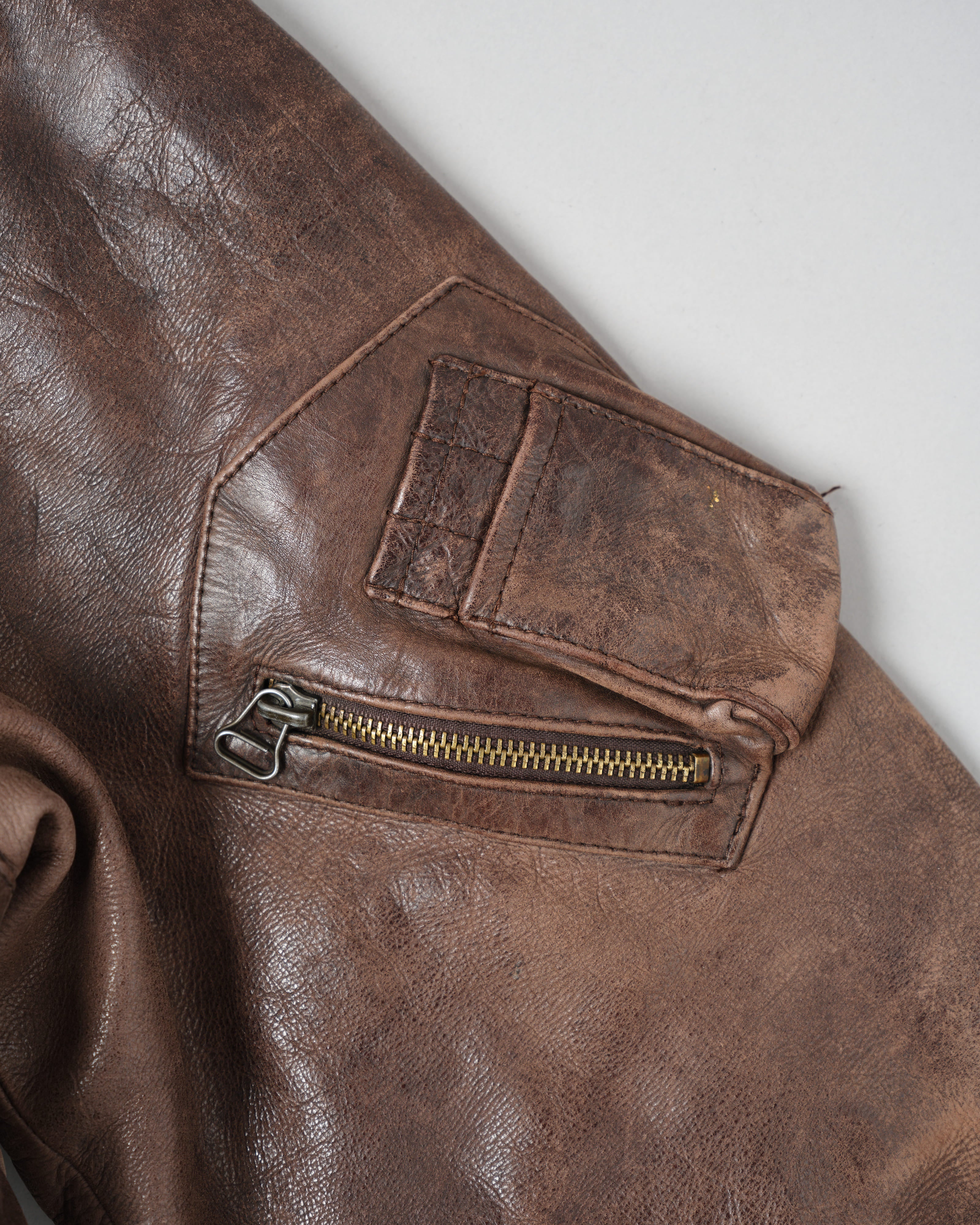 【~90’s】Old ARMANI JEANS Leather Bomber Jacket Size.50