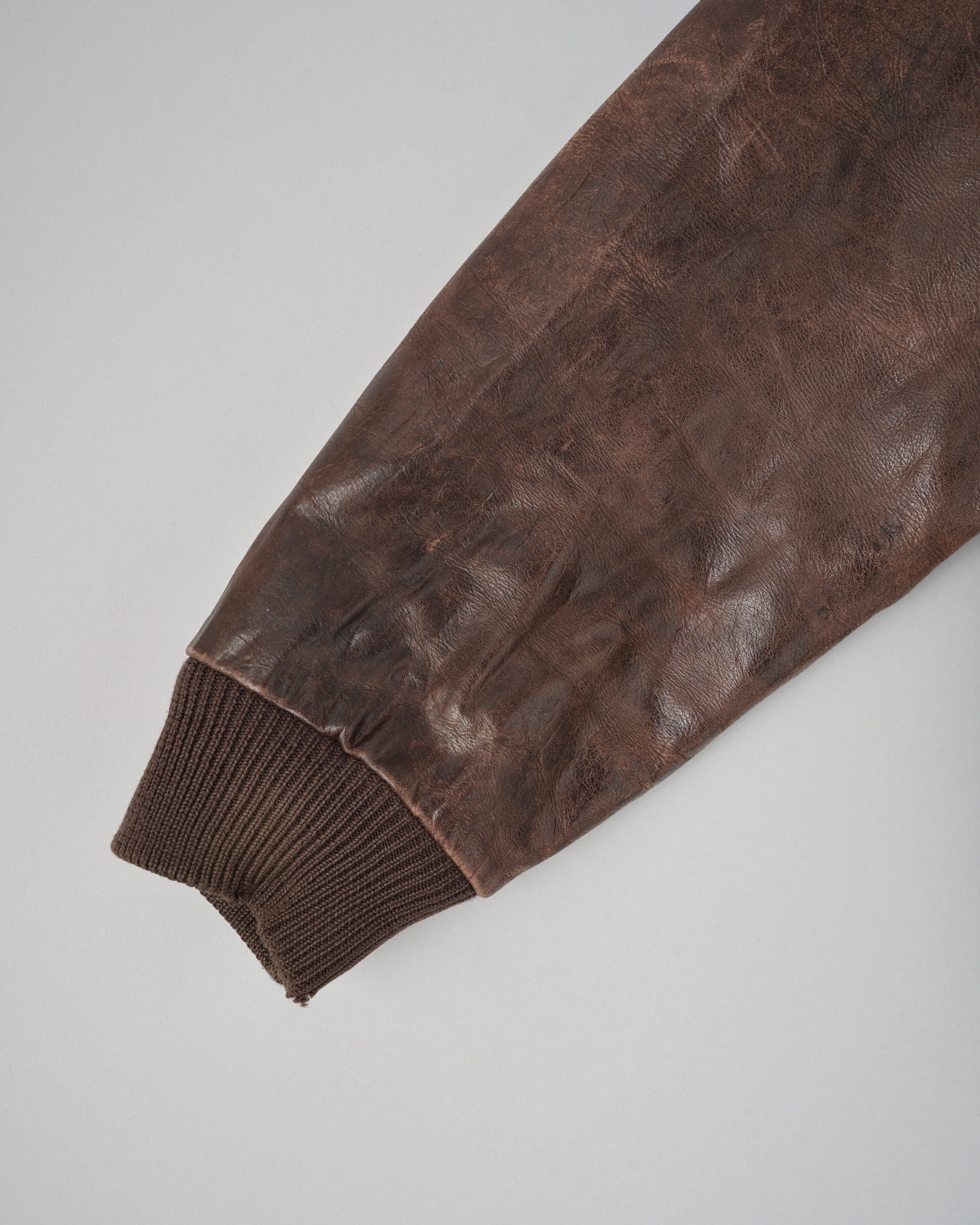 【~90’s】Old ARMANI JEANS Leather Bomber Jacket Size.50