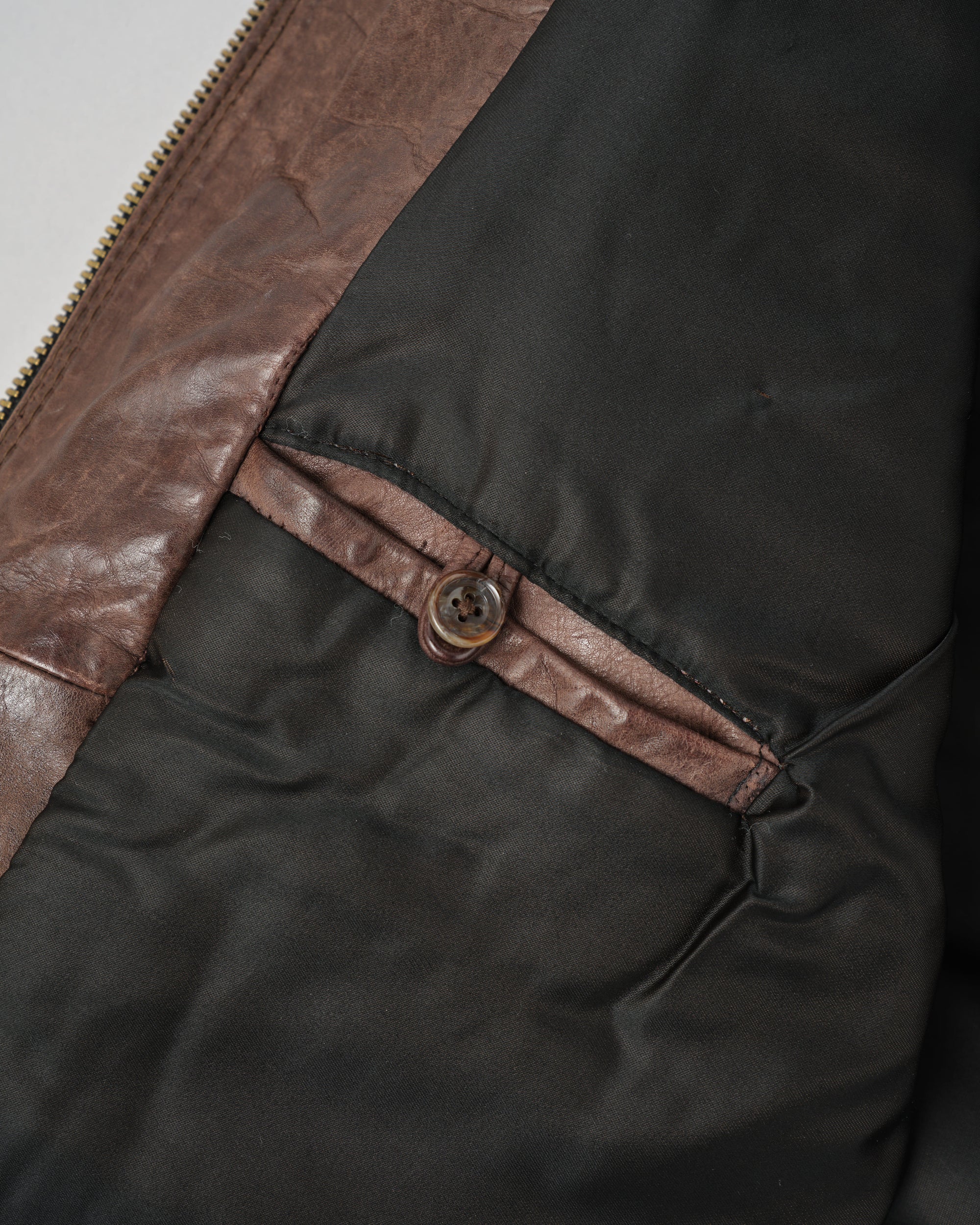 ［~90’s］Old ARMANI JEANS Leather Bomber Jacket Size.50